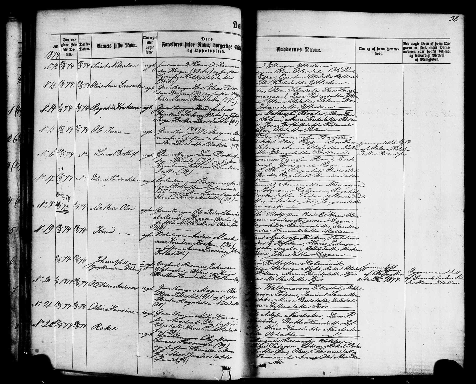 Hornindal sokneprestembete, AV/SAB-A-82401/H/Haa/Haaa/L0002: Parish register (official) no. A 2, 1867-1884, p. 38