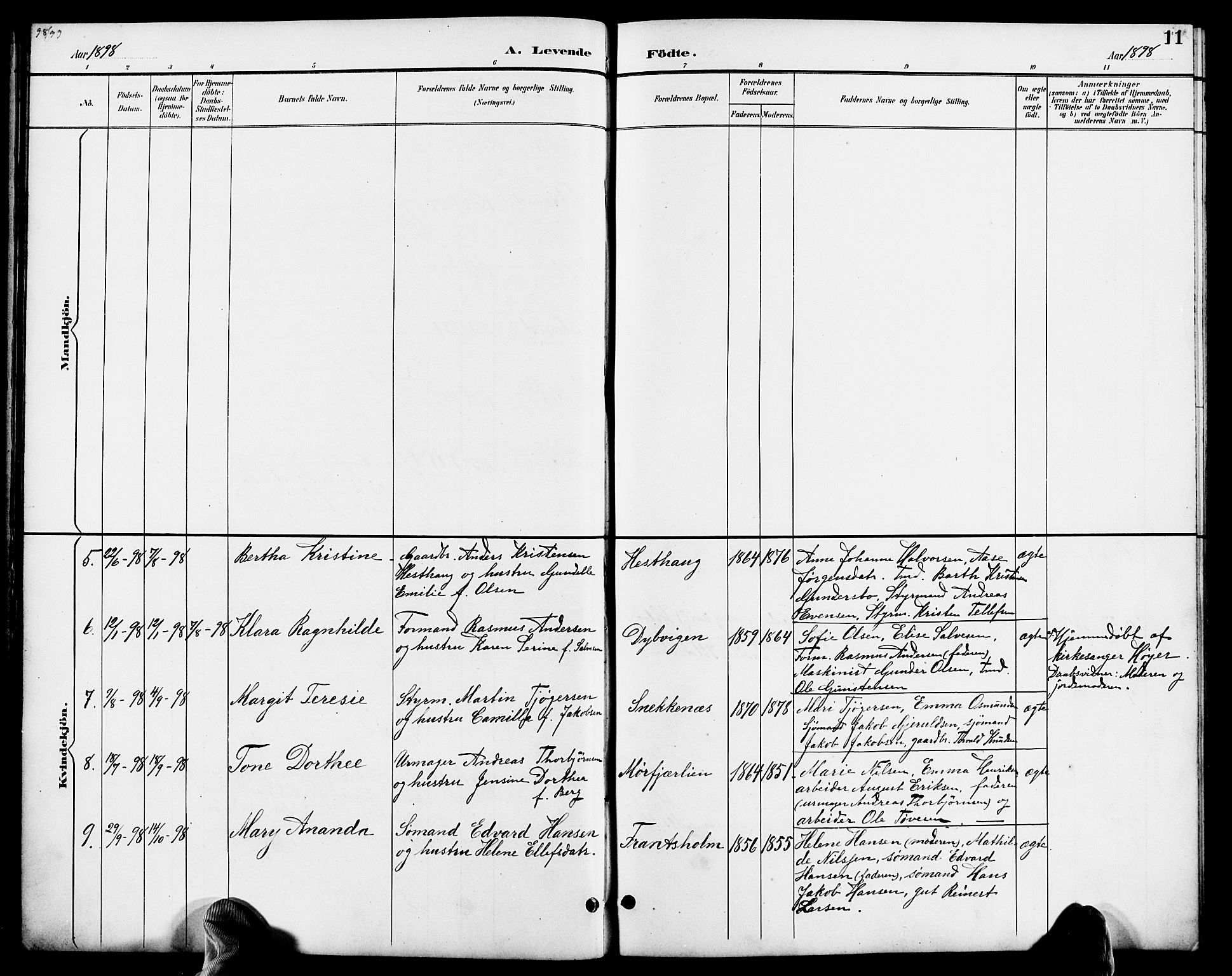 Austre Moland sokneprestkontor, AV/SAK-1111-0001/F/Fb/Fbb/L0002: Parish register (copy) no. B 2, 1894-1918, p. 11