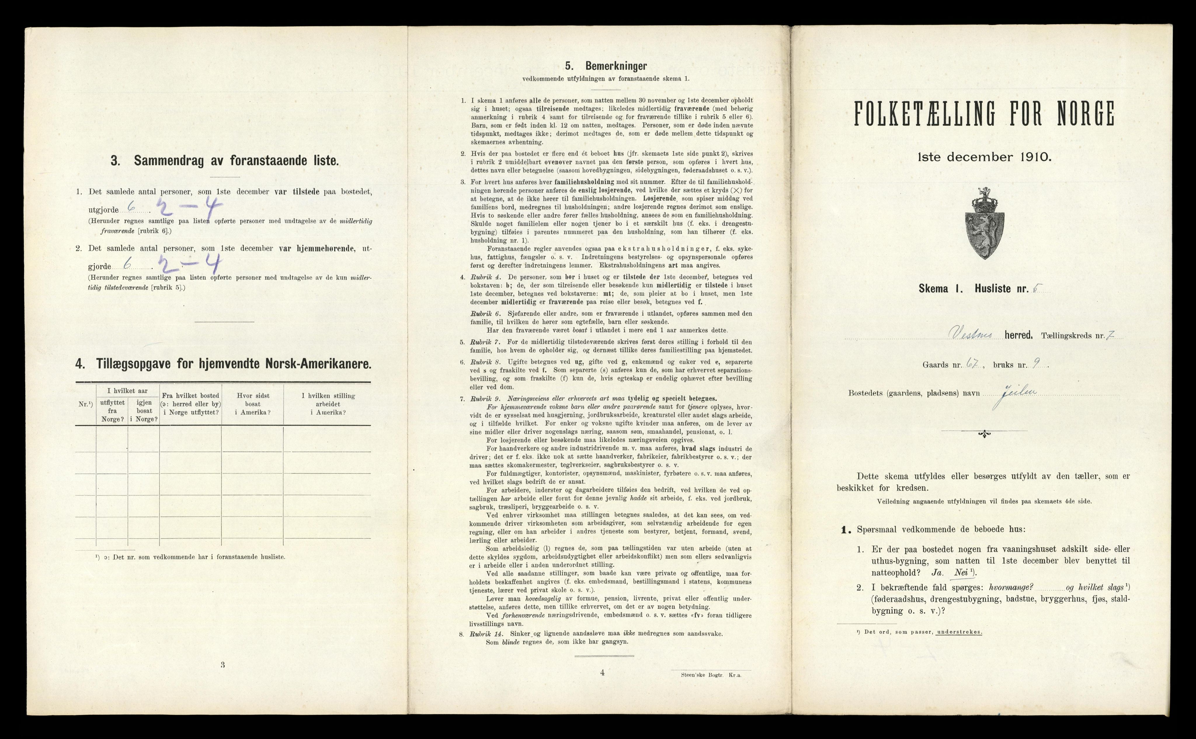 RA, 1910 census for Vestnes, 1910, p. 713