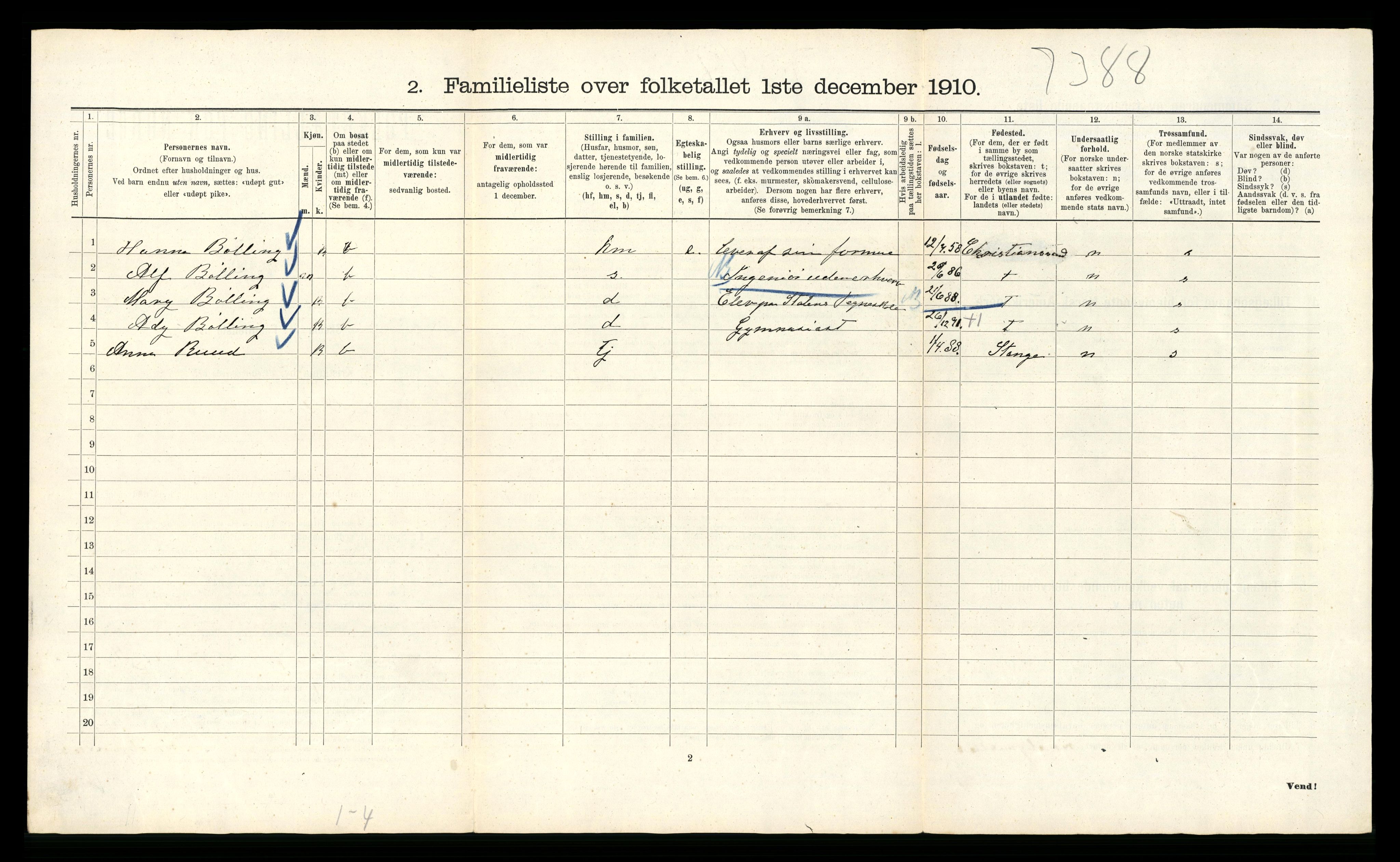 RA, 1910 census for Kristiania, 1910, p. 107122