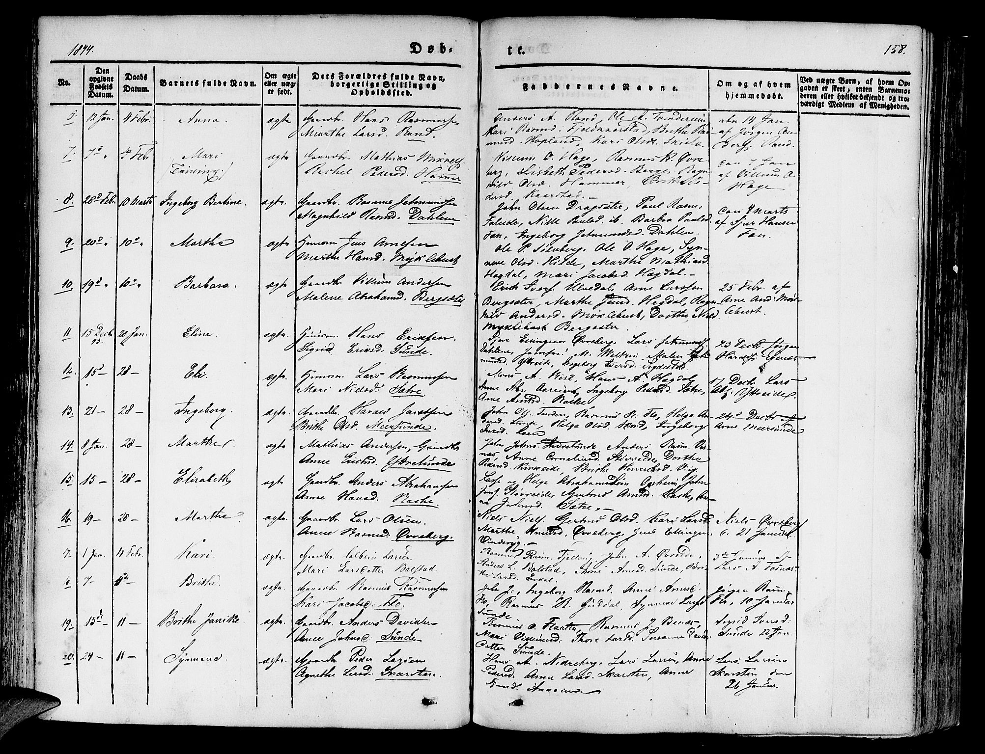 Innvik sokneprestembete, SAB/A-80501: Parish register (official) no. A 4I, 1831-1846, p. 158