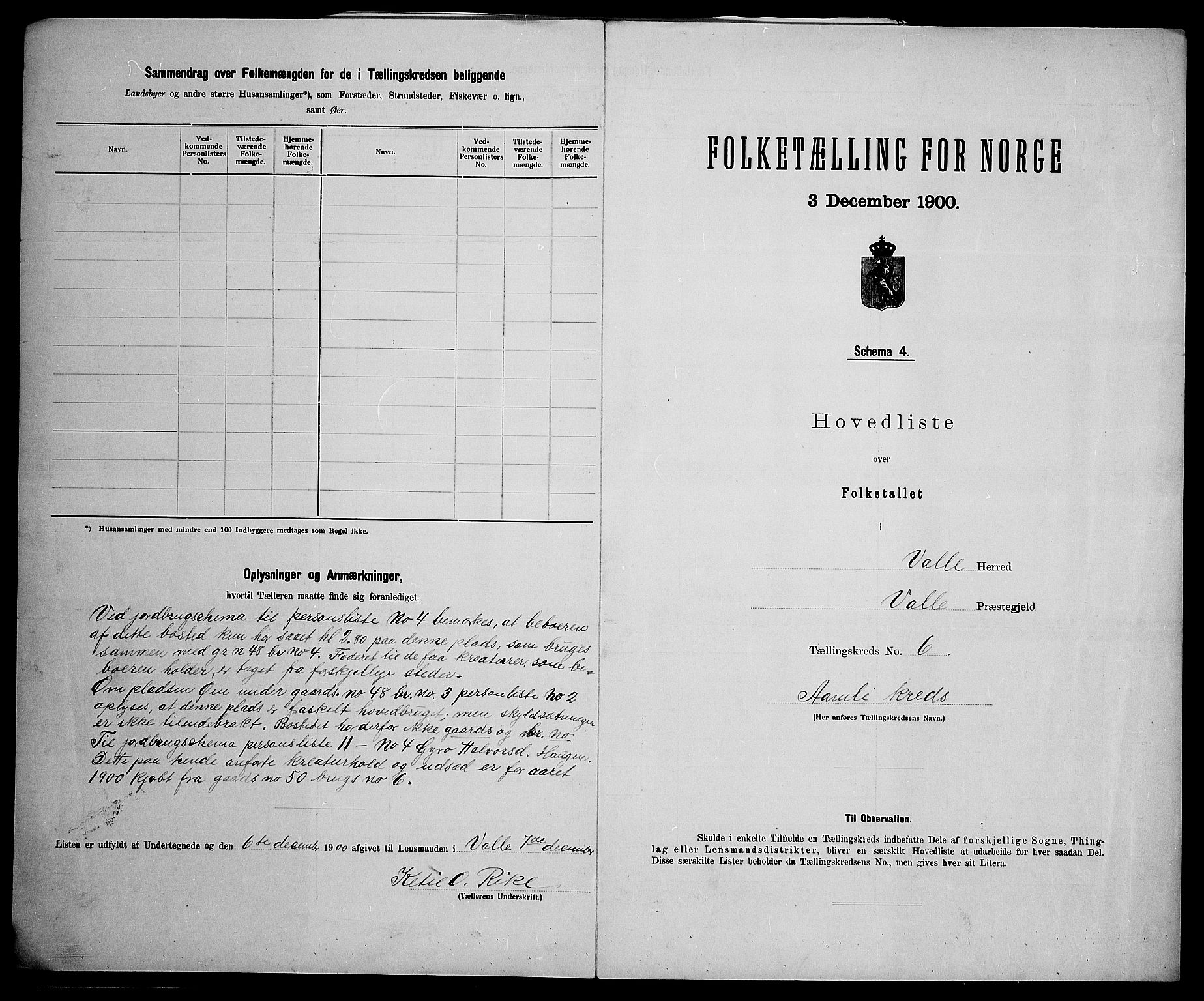 SAK, 1900 census for Valle, 1900, p. 24