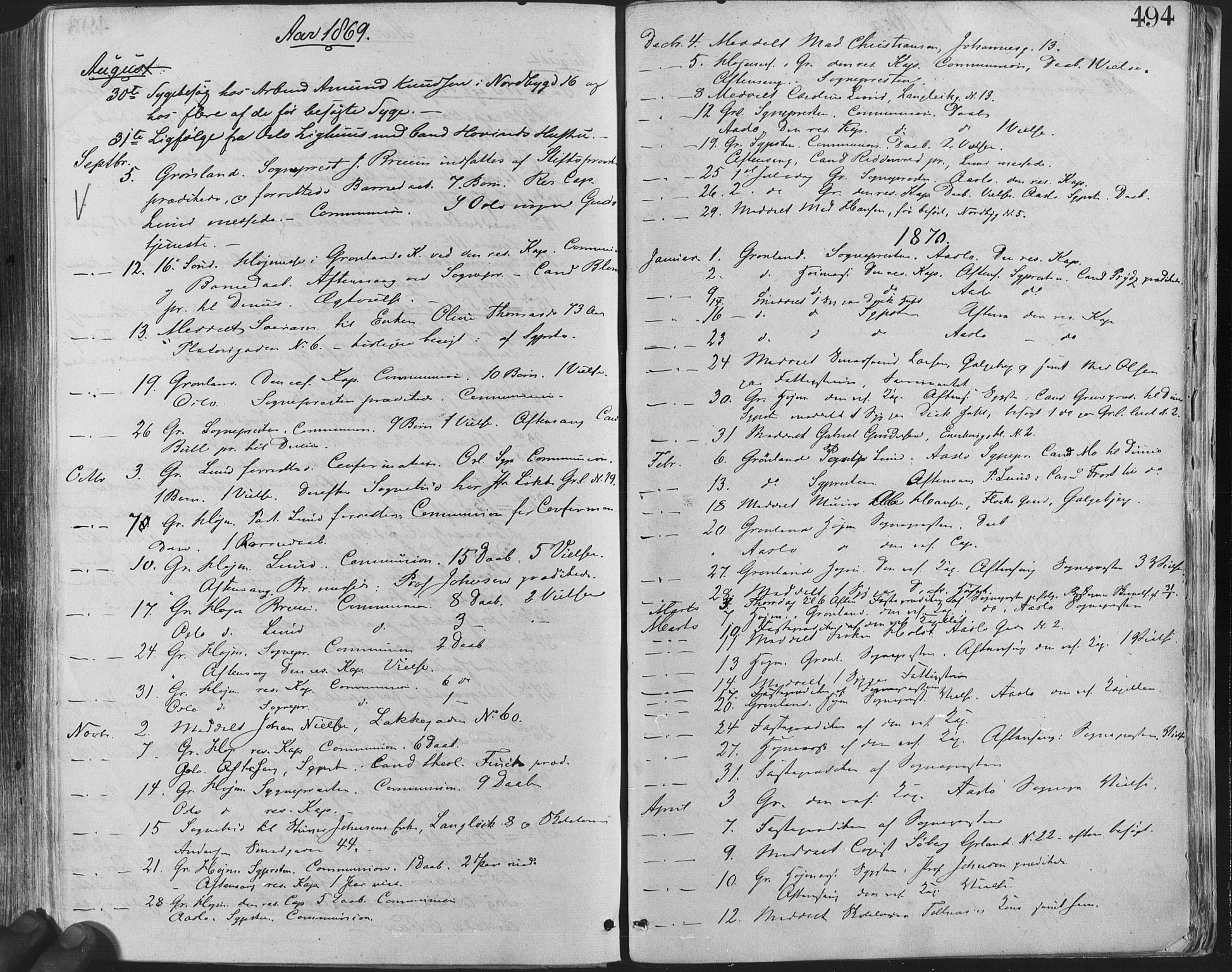 Grønland prestekontor Kirkebøker, AV/SAO-A-10848/F/Fa/L0004: Parish register (official) no. 4, 1869-1880, p. 494