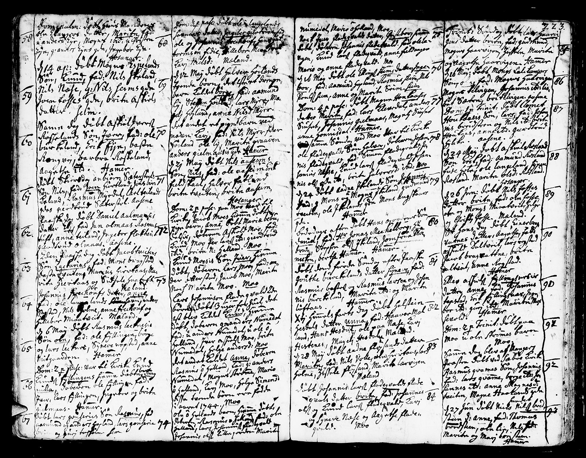 Hamre sokneprestembete, AV/SAB-A-75501/H/Ha/Haa/Haaa/L0005: Parish register (official) no. A 5, 1732-1750, p. 223