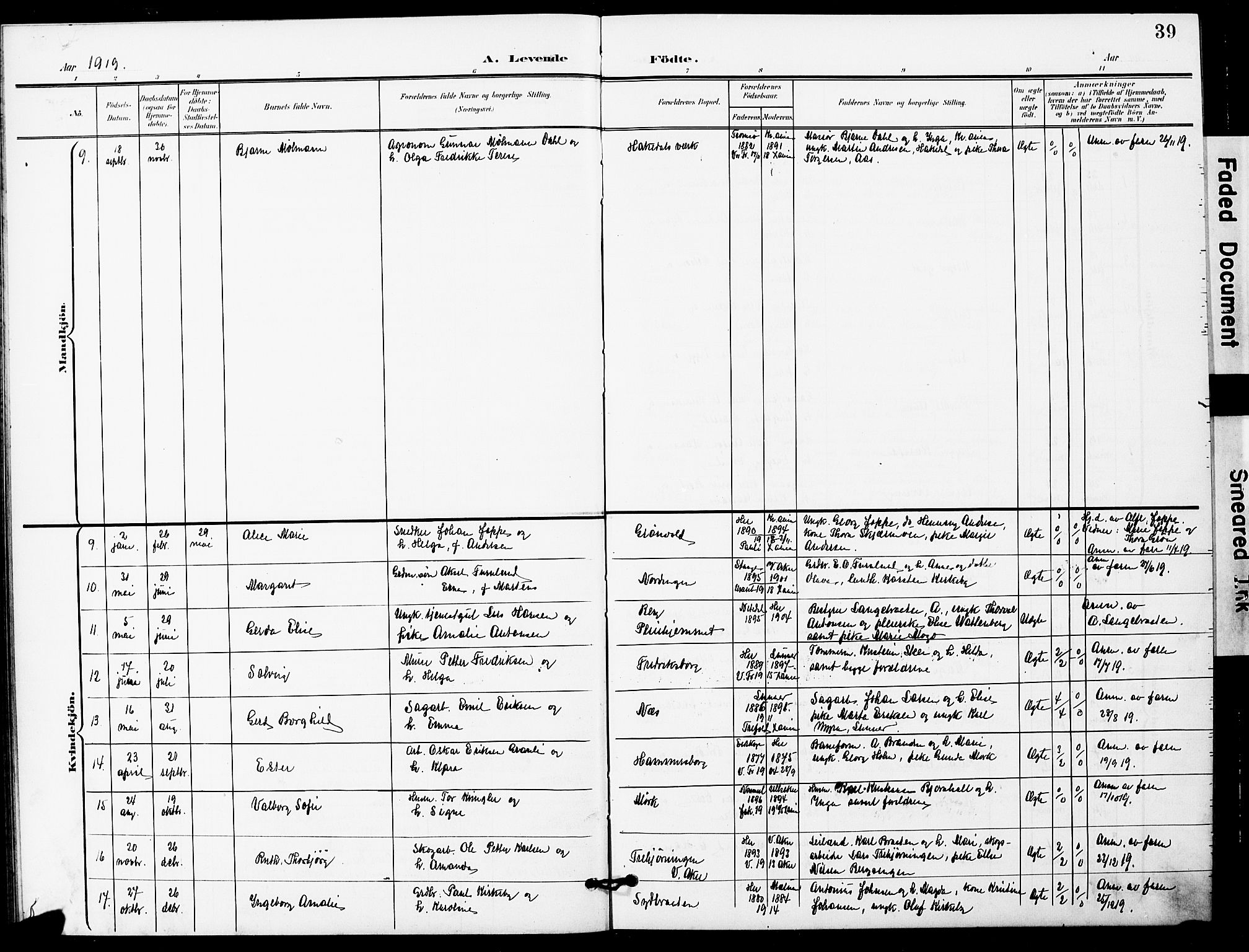 Nittedal prestekontor Kirkebøker, AV/SAO-A-10365a/G/Gb/L0003: Parish register (copy) no. II 3, 1902-1924, p. 39