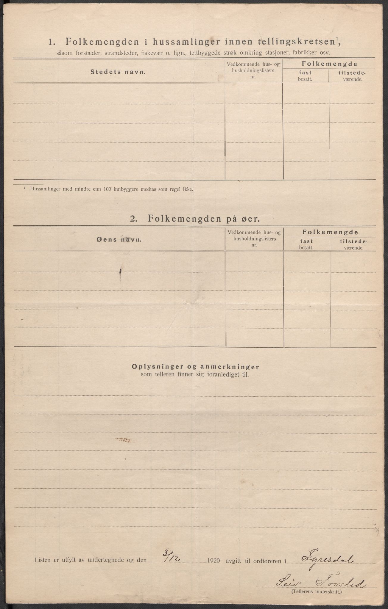 SAKO, 1920 census for Fyresdal, 1920, p. 40