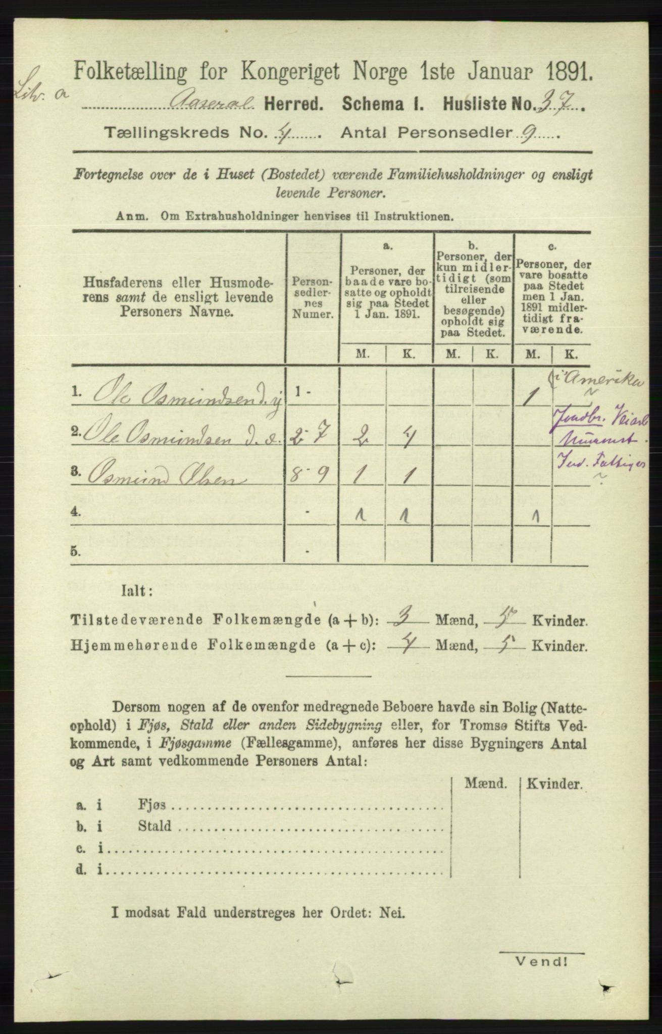 RA, 1891 census for 1026 Åseral, 1891, p. 1158