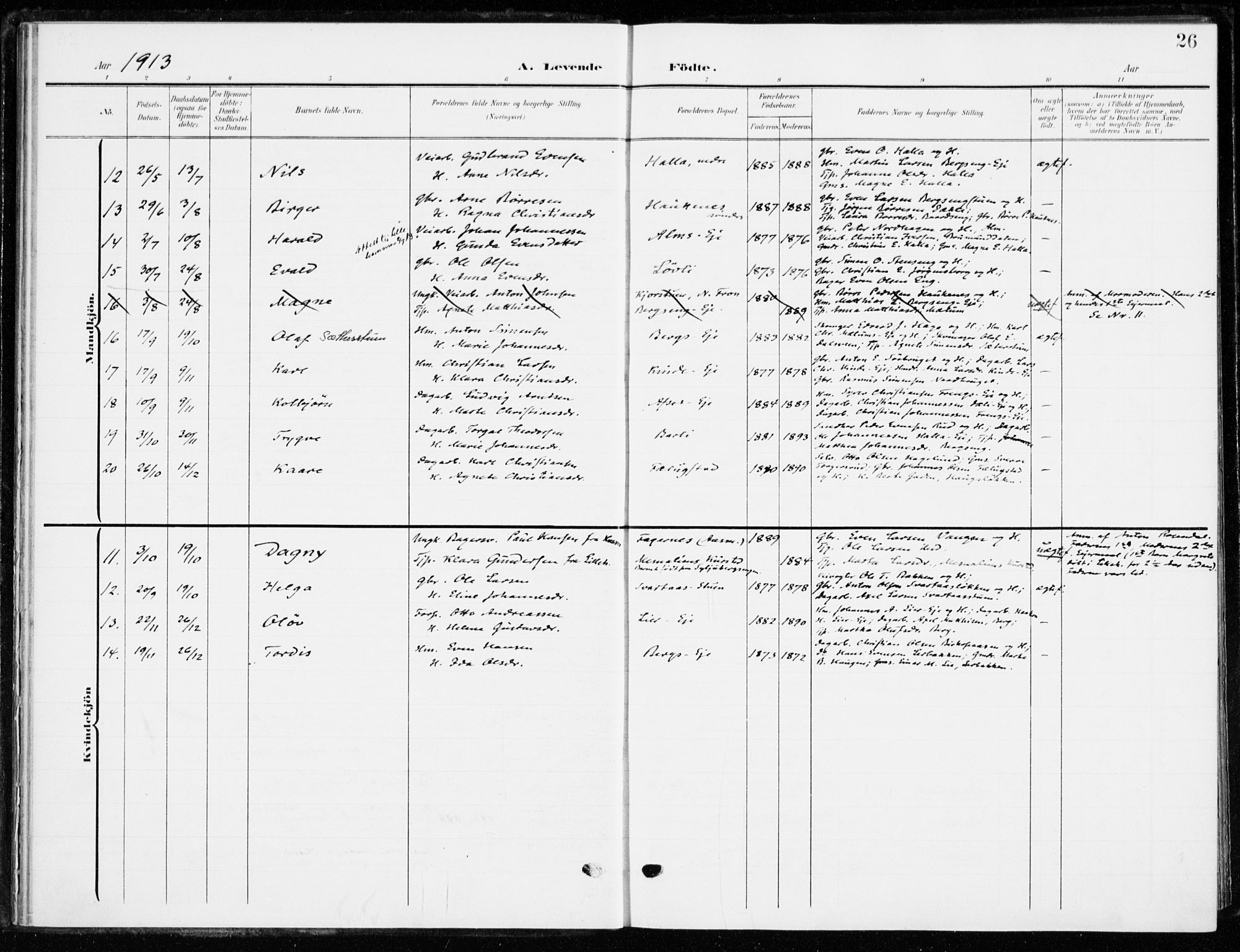 Ringsaker prestekontor, SAH/PREST-014/K/Ka/L0021: Parish register (official) no. 21, 1905-1920, p. 26