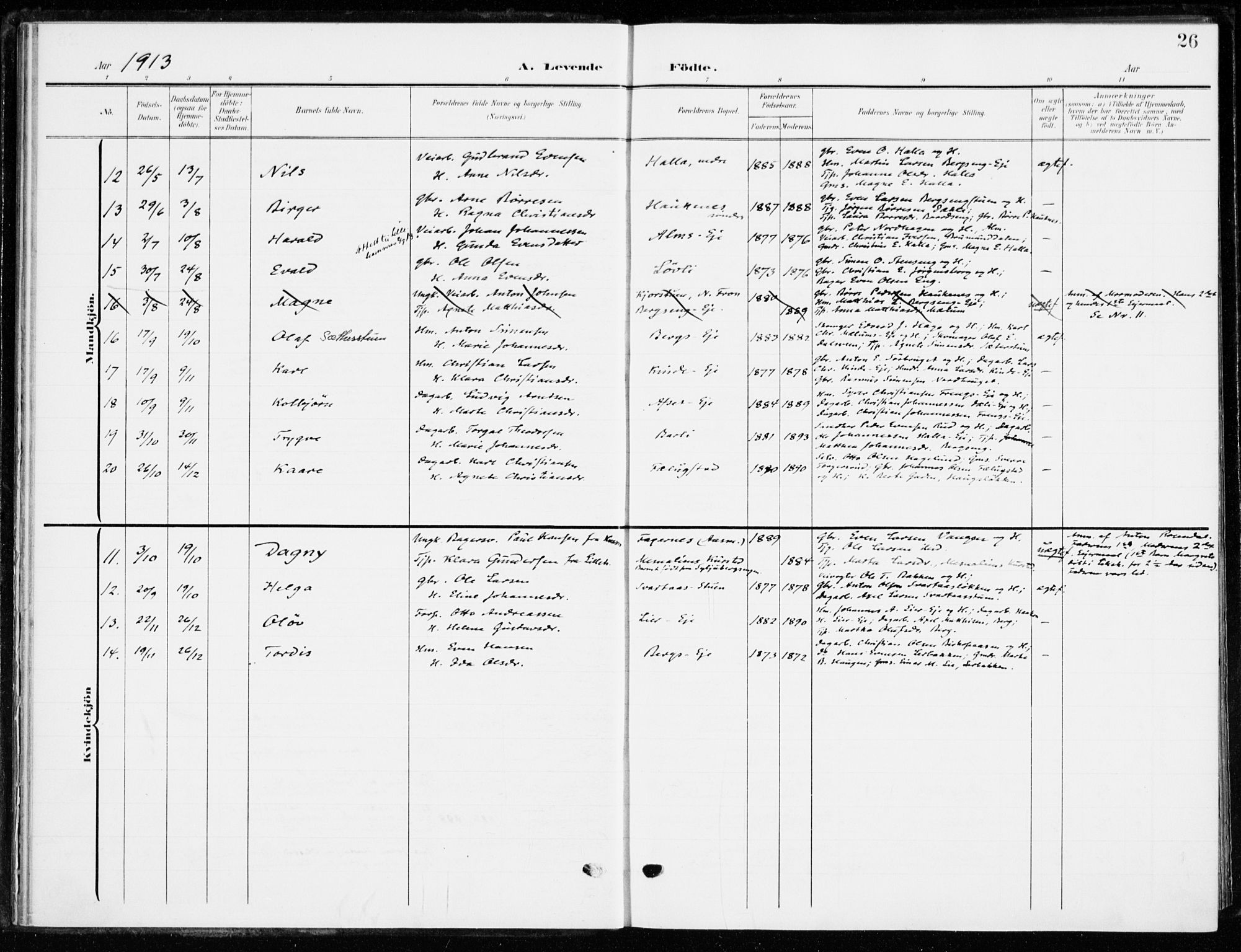 Ringsaker prestekontor, AV/SAH-PREST-014/K/Ka/L0021: Parish register (official) no. 21, 1905-1920, p. 26