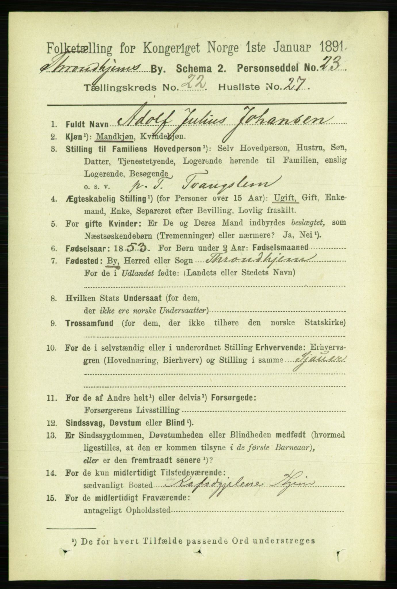 RA, 1891 census for 1601 Trondheim, 1891, p. 16857