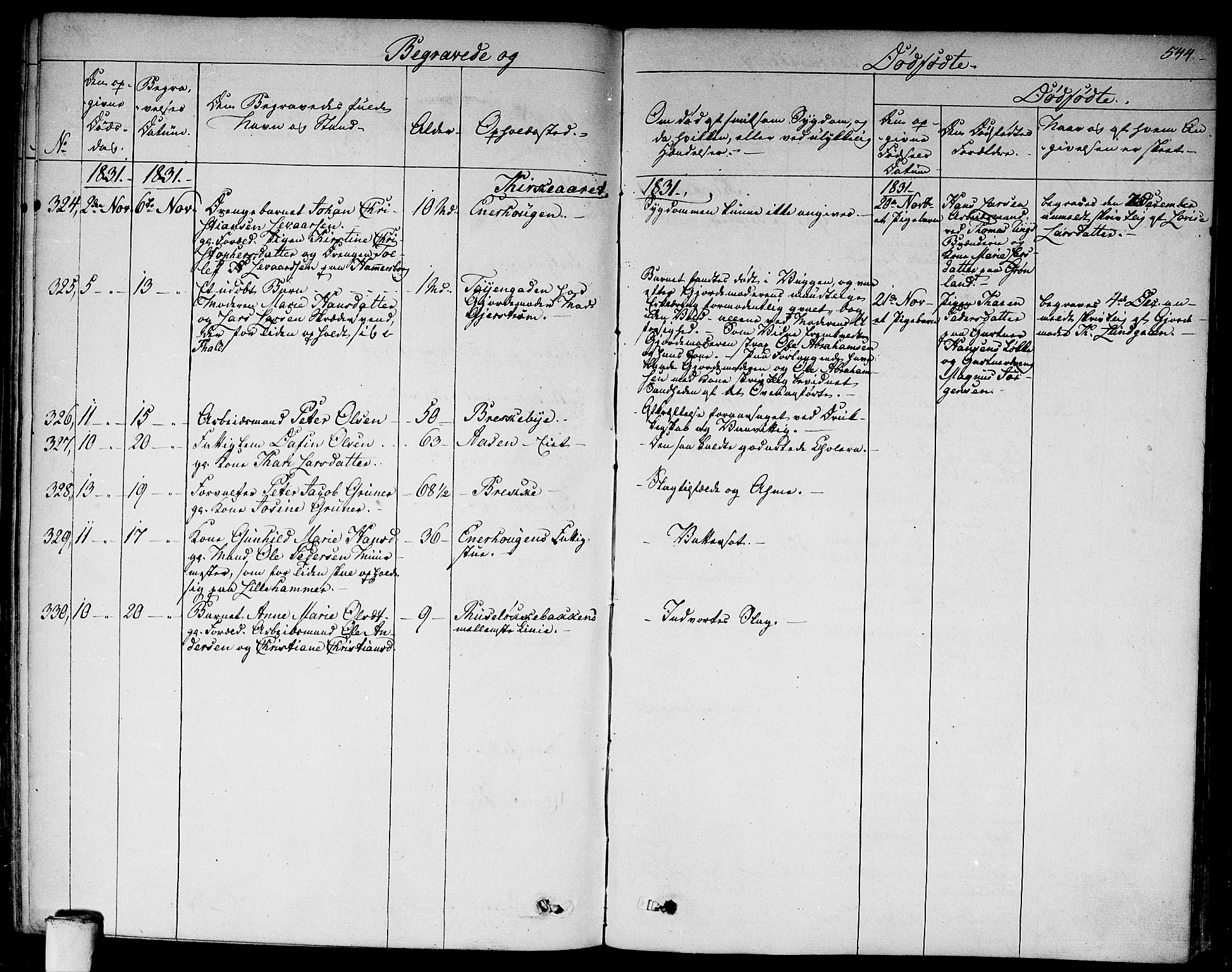 Aker prestekontor kirkebøker, SAO/A-10861/F/L0013: Parish register (official) no. 13, 1828-1837, p. 544