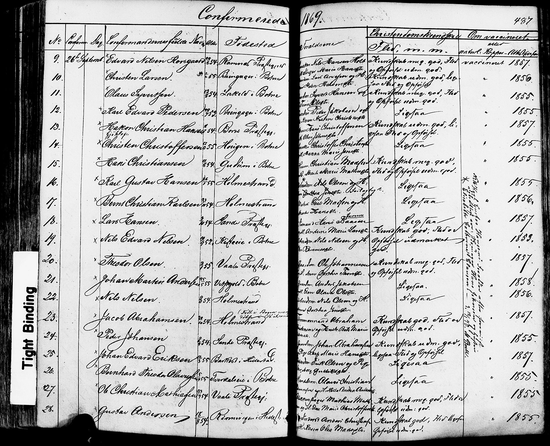 Botne kirkebøker, SAKO/A-340/F/Fa/L0006: Parish register (official) no. I 6, 1836-1877, p. 487