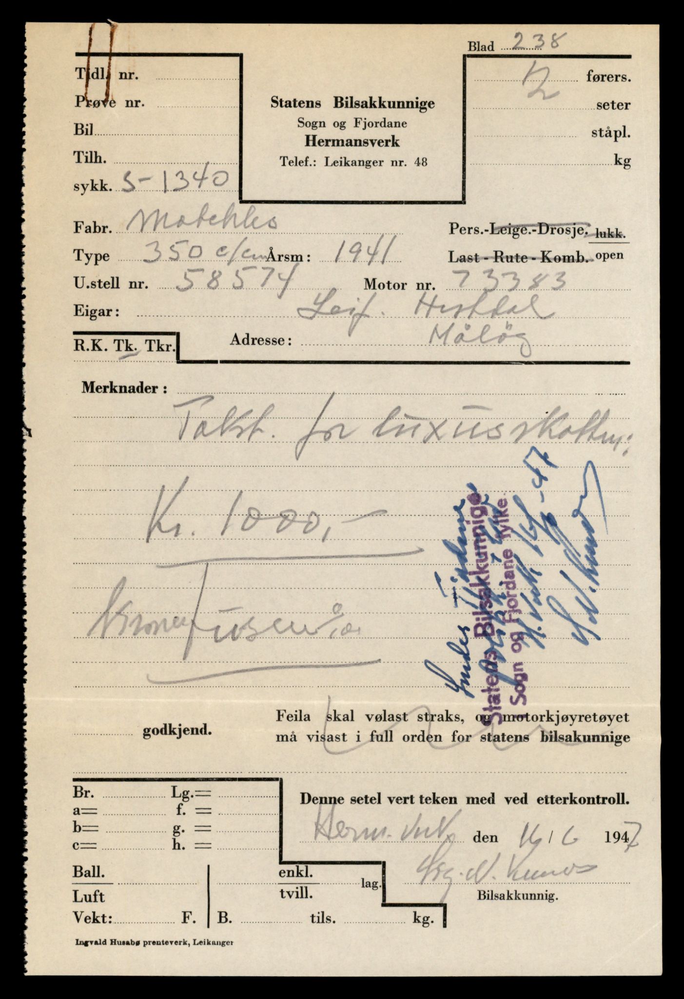 Møre og Romsdal vegkontor - Ålesund trafikkstasjon, AV/SAT-A-4099/F/Fe/L0039: Registreringskort for kjøretøy T 13361 - T 13530, 1927-1998, p. 1157