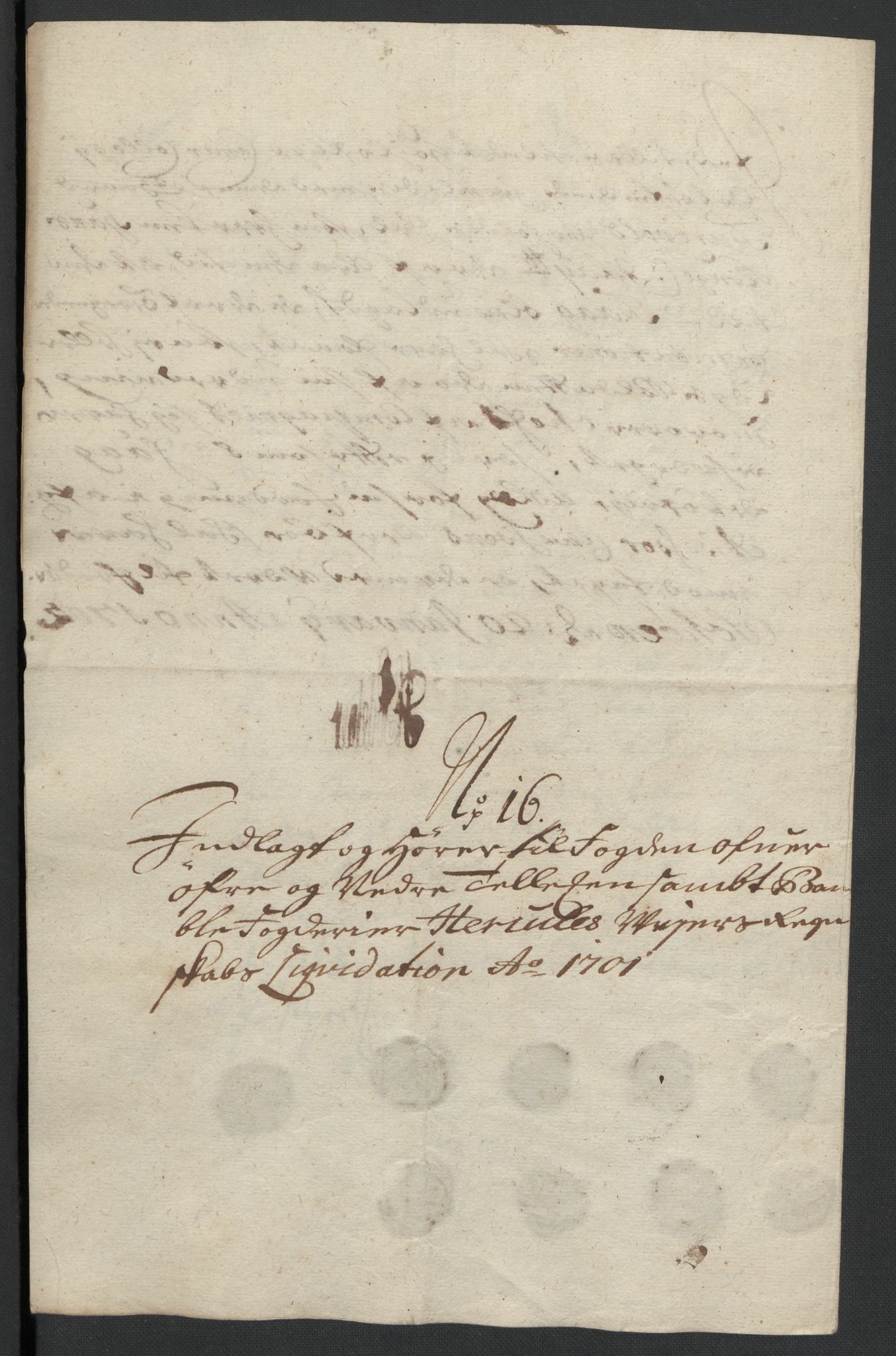 Rentekammeret inntil 1814, Reviderte regnskaper, Fogderegnskap, AV/RA-EA-4092/R36/L2105: Fogderegnskap Øvre og Nedre Telemark og Bamble, 1701, p. 266