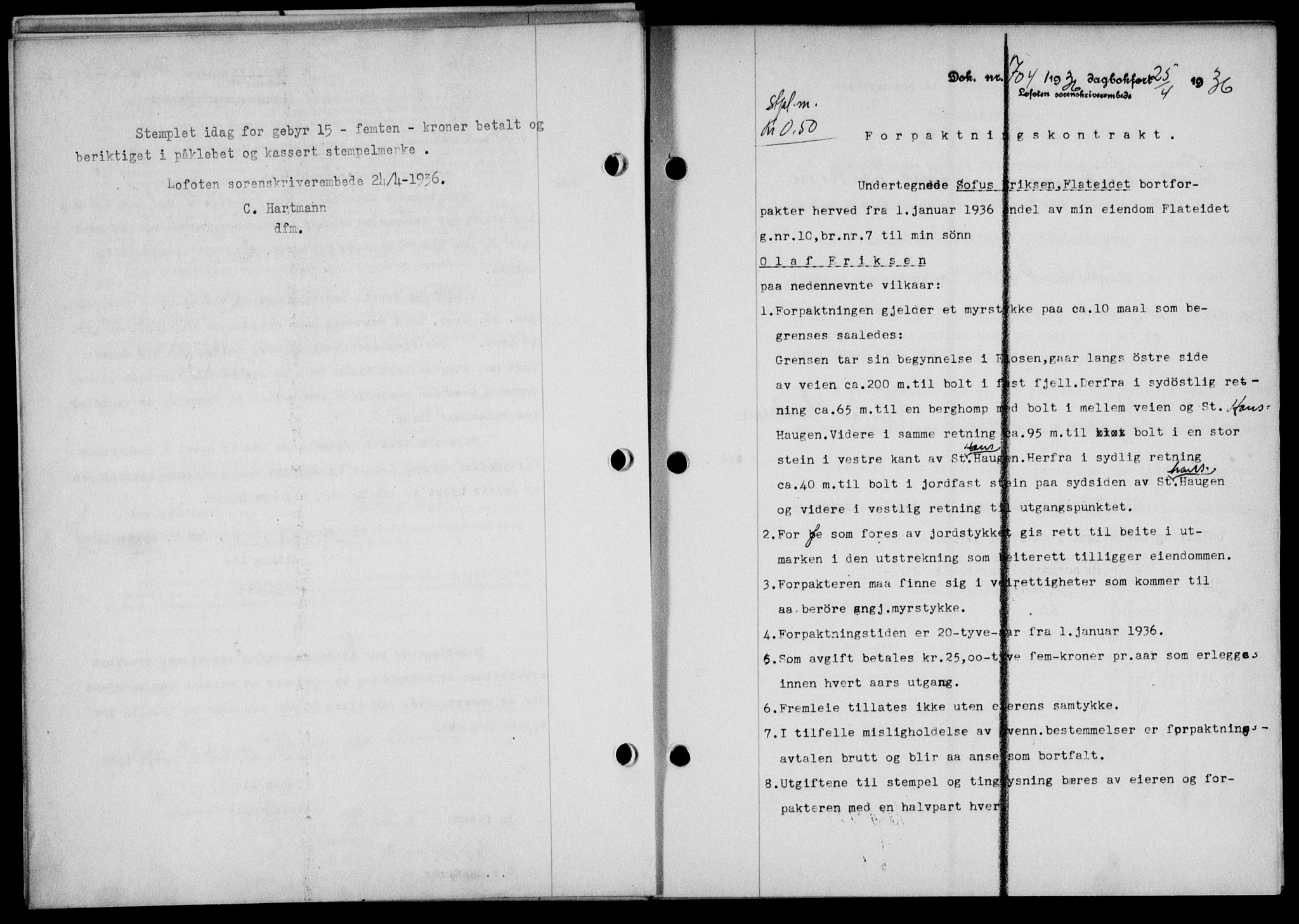 Lofoten sorenskriveri, SAT/A-0017/1/2/2C/L0033b: Mortgage book no. 33b, 1936-1936, Diary no: : 704/1936