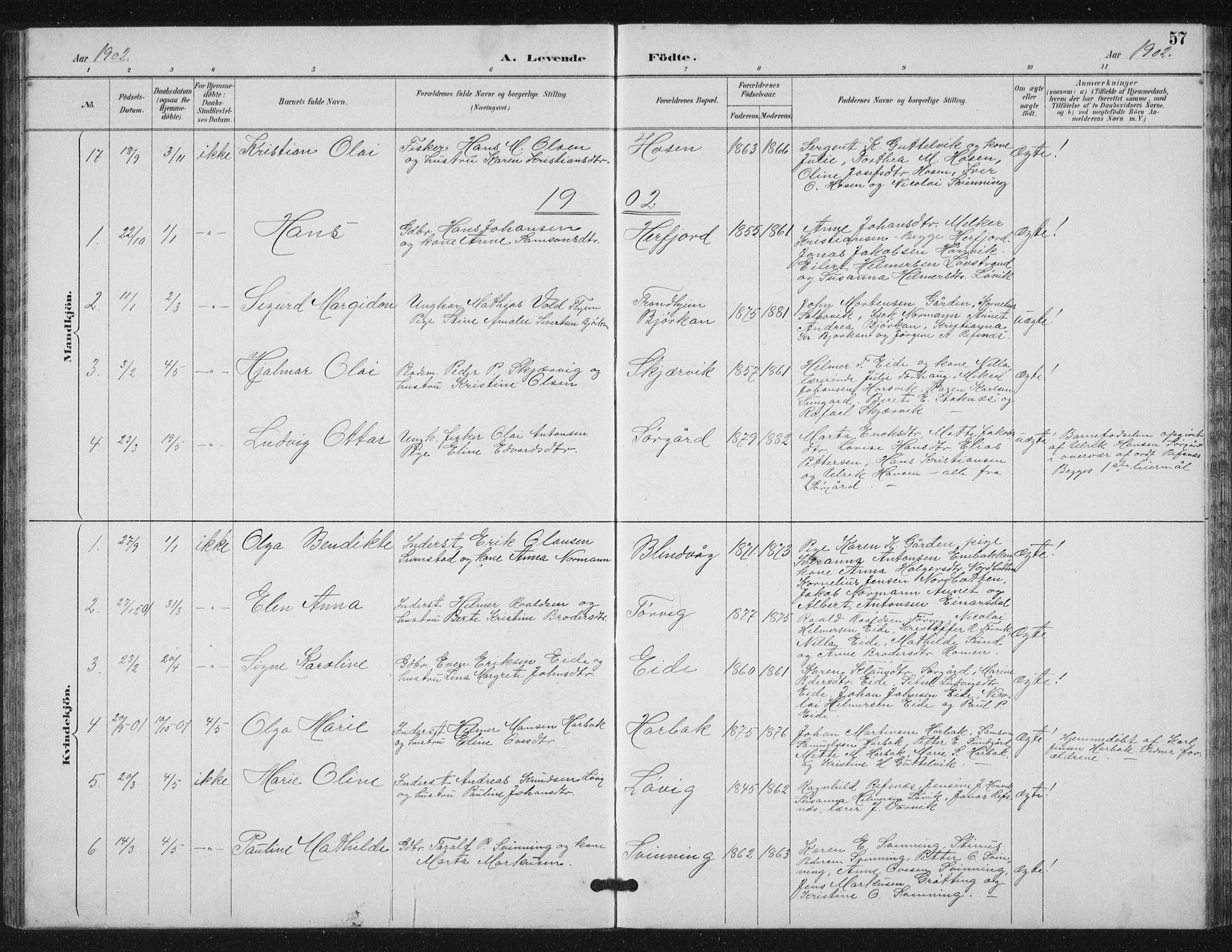 Ministerialprotokoller, klokkerbøker og fødselsregistre - Sør-Trøndelag, SAT/A-1456/656/L0698: Parish register (copy) no. 656C04, 1890-1904, p. 57