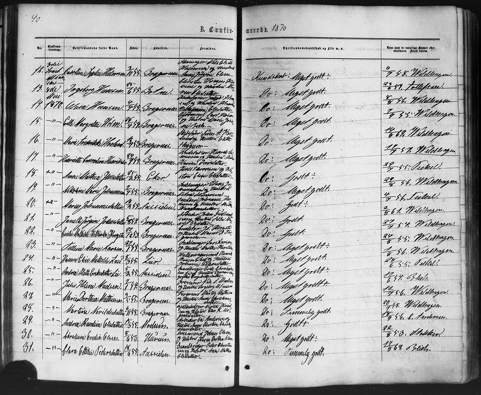 Bragernes kirkebøker, SAKO/A-6/F/Fc/L0003: Parish register (official) no. III 3, 1865-1874, p. 40