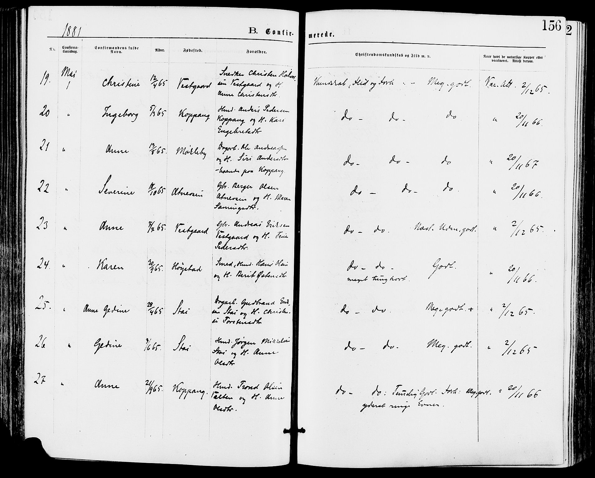 Stor-Elvdal prestekontor, SAH/PREST-052/H/Ha/Haa/L0001: Parish register (official) no. 1, 1871-1882, p. 156