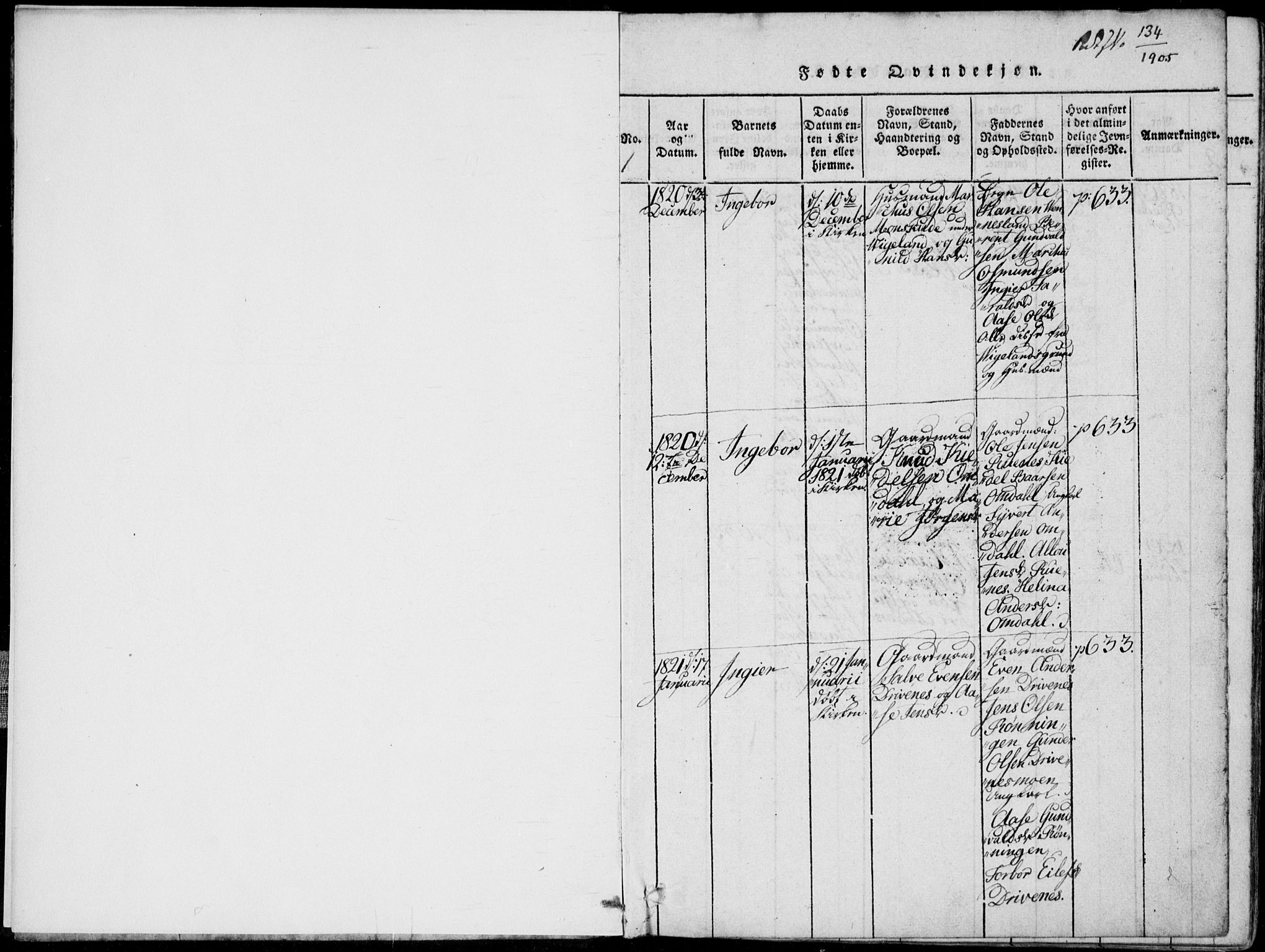 Vennesla sokneprestkontor, SAK/1111-0045/Fa/Fab/L0003: Parish register (official) no. A 3, 1820-1834, p. 0-1