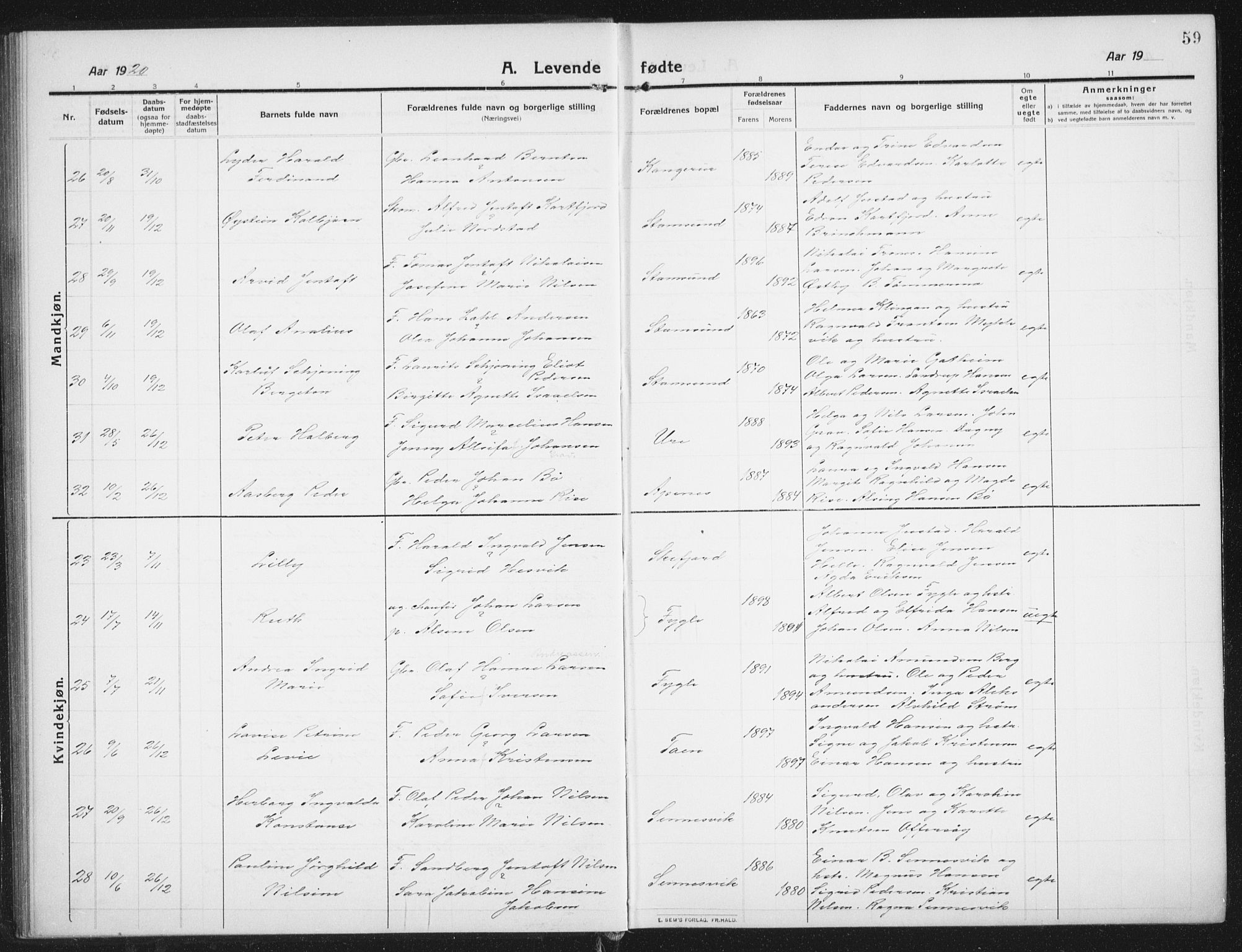 Ministerialprotokoller, klokkerbøker og fødselsregistre - Nordland, AV/SAT-A-1459/882/L1183: Parish register (copy) no. 882C01, 1911-1938, p. 59