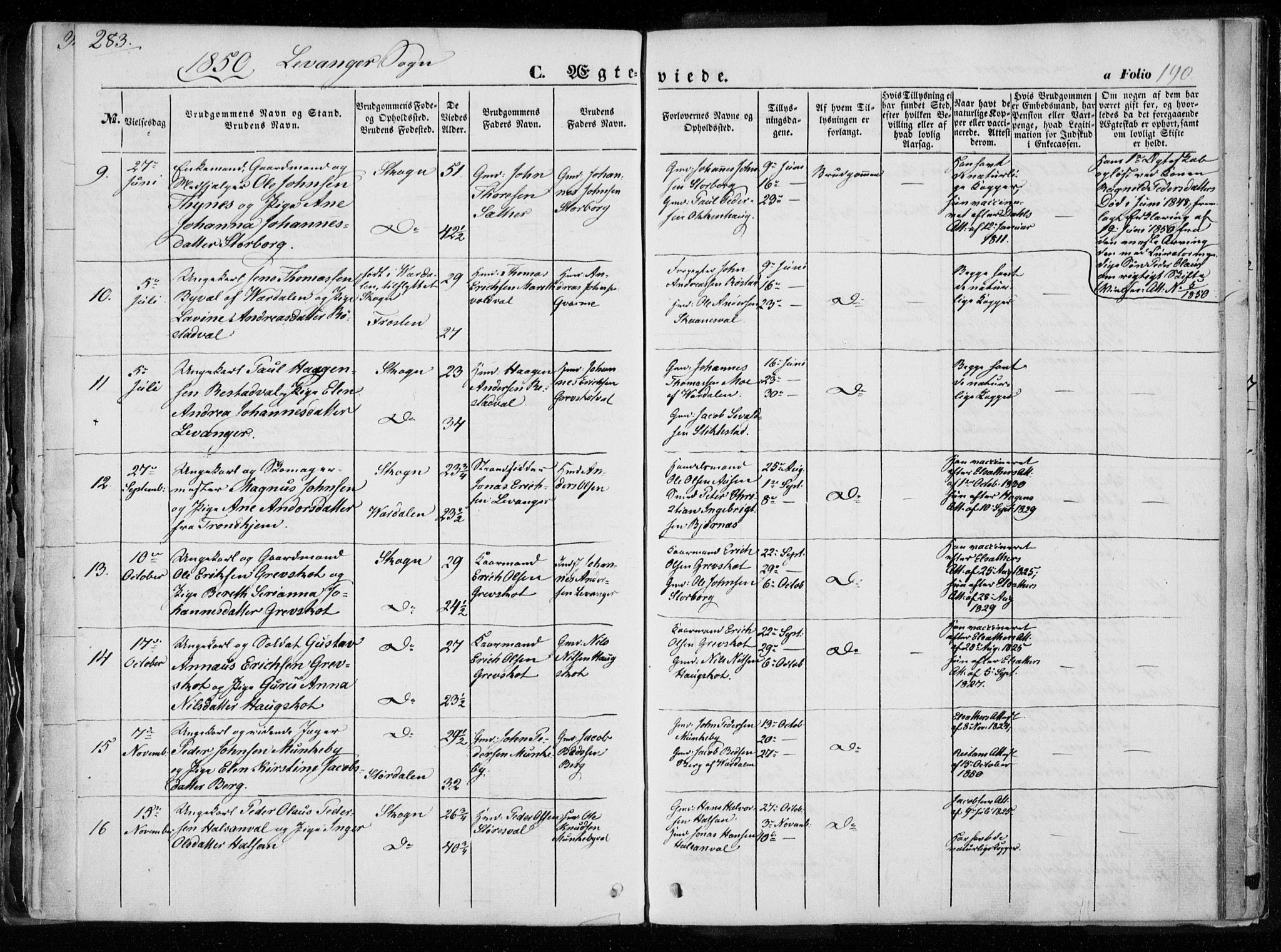 Ministerialprotokoller, klokkerbøker og fødselsregistre - Nord-Trøndelag, AV/SAT-A-1458/720/L0183: Parish register (official) no. 720A01, 1836-1855, p. 190