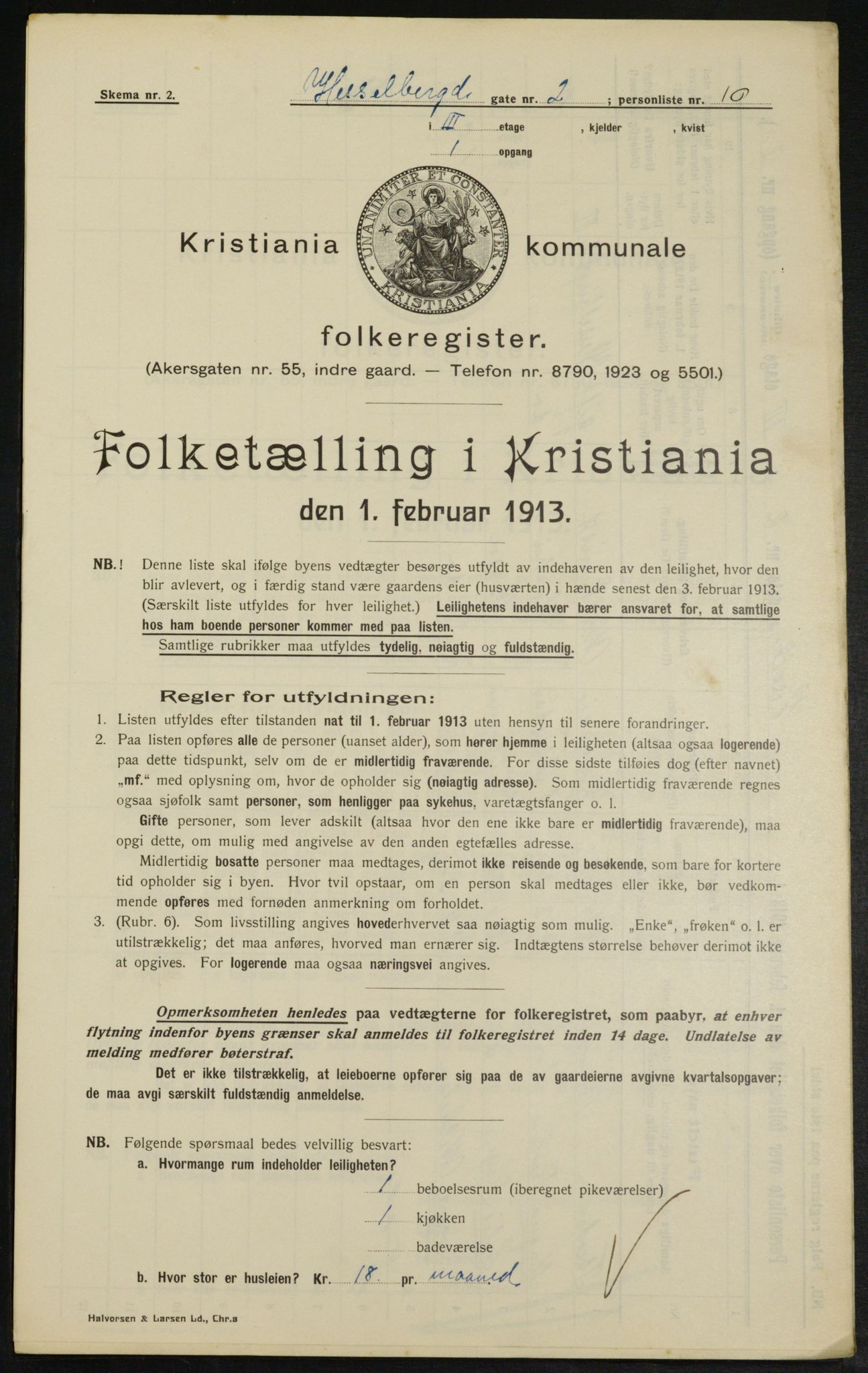 OBA, Municipal Census 1913 for Kristiania, 1913, p. 39681