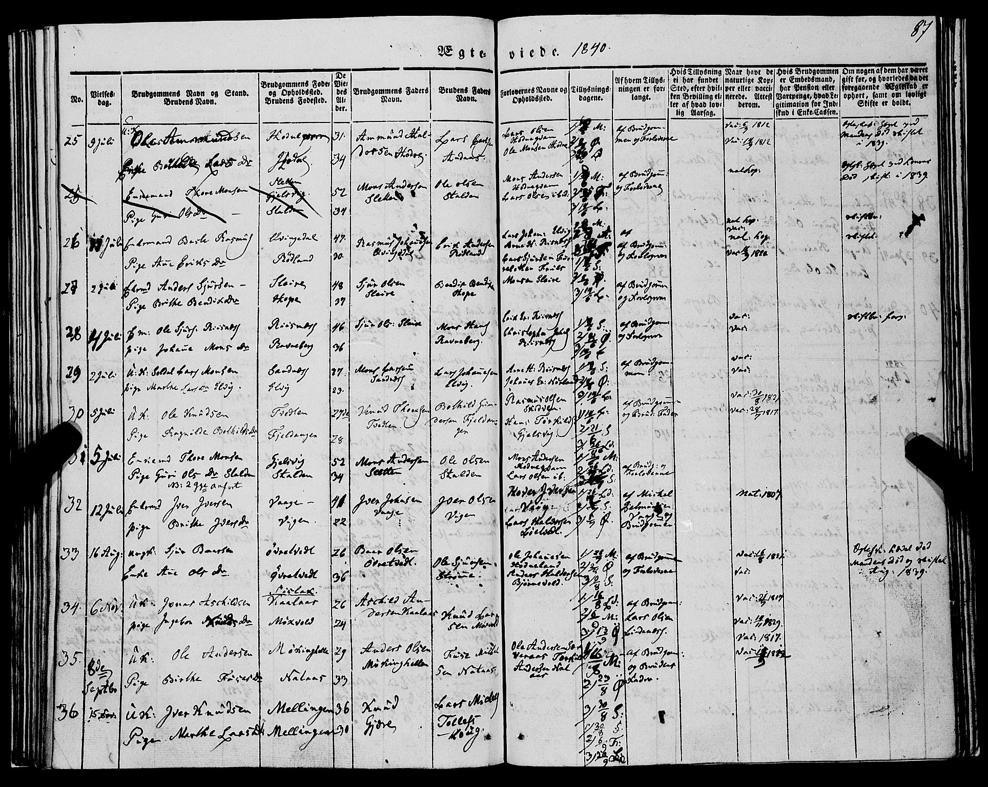 Lindås Sokneprestembete, AV/SAB-A-76701/H/Haa/Haaa/L0012: Parish register (official) no. A 12, 1836-1848, p. 87