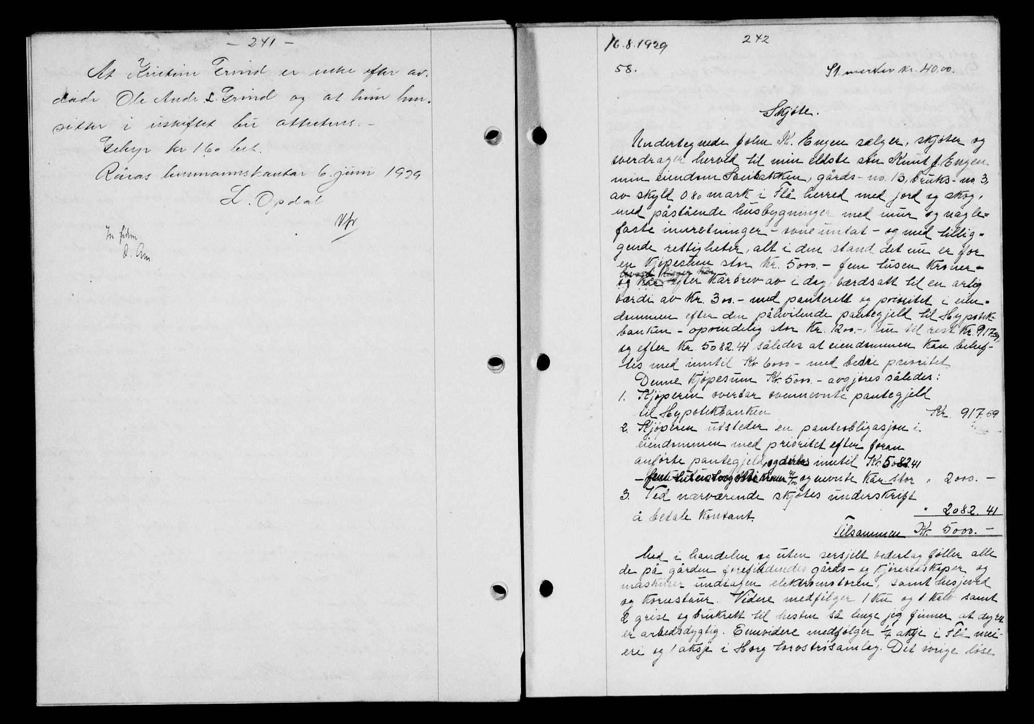 Gauldal sorenskriveri, AV/SAT-A-0014/1/2/2C/L0038: Mortgage book no. 39, 1929-1930, Deed date: 16.08.1929