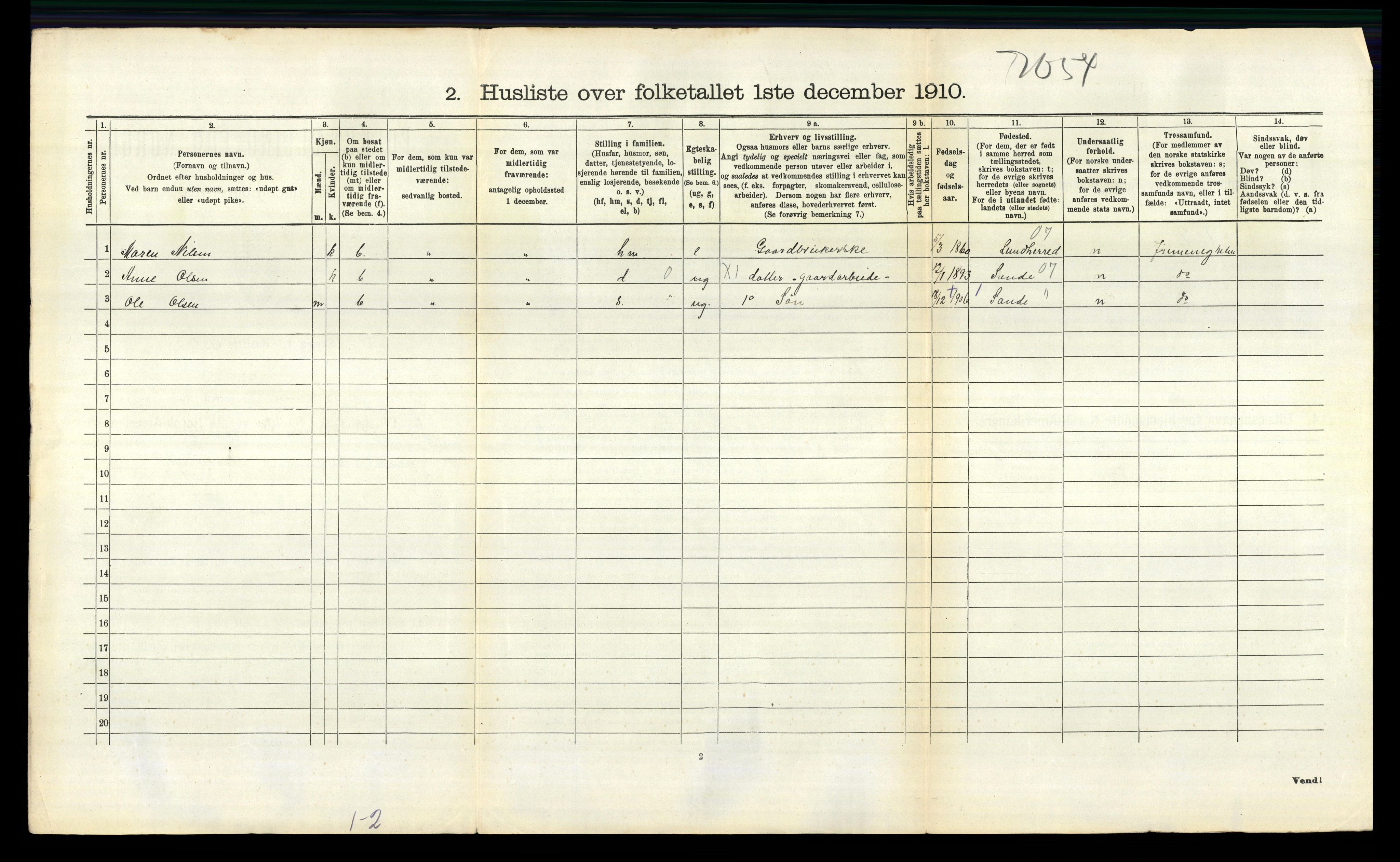 RA, 1910 census for Solum, 1910, p. 1160
