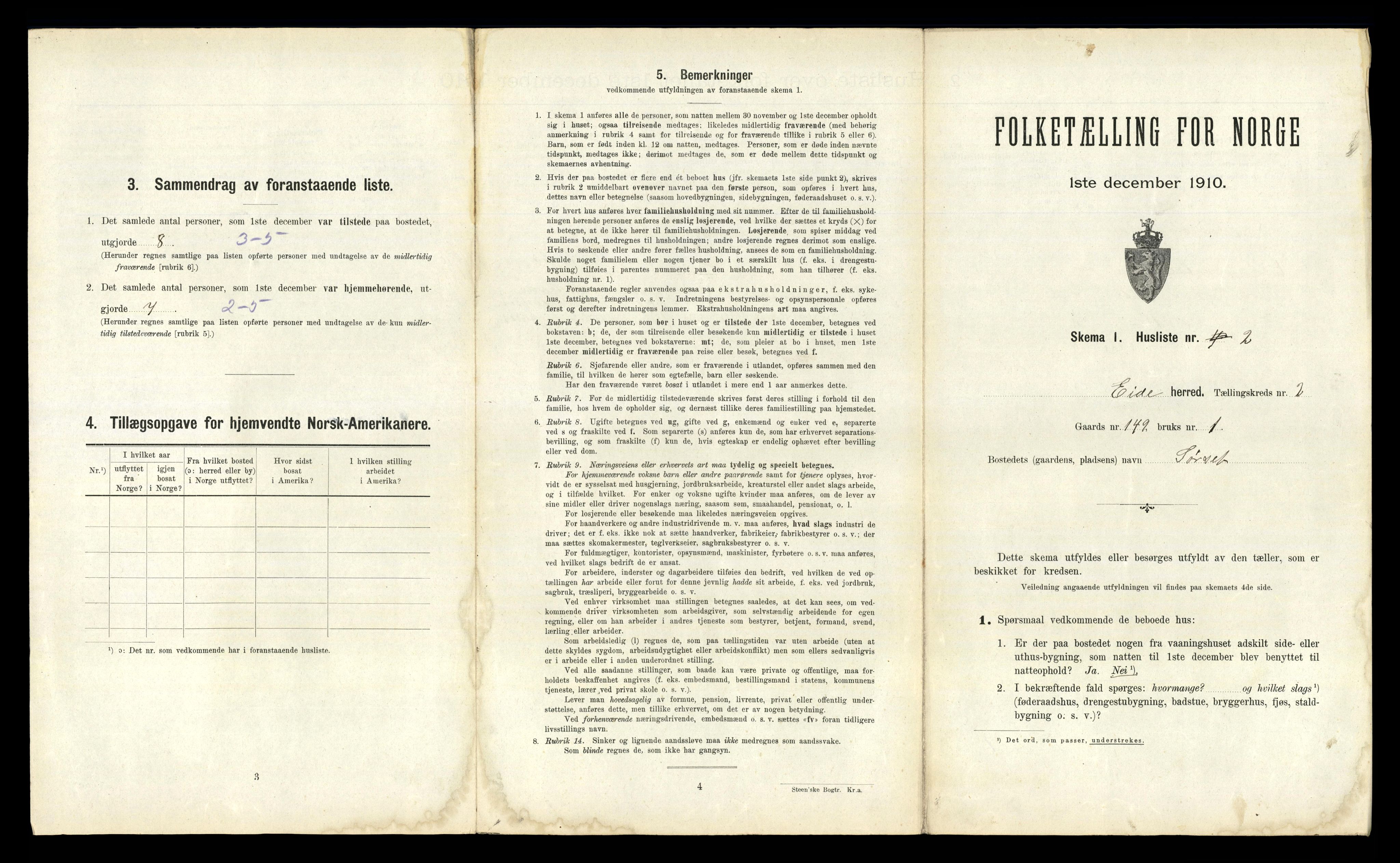 RA, 1910 census for Eide, 1910, p. 103