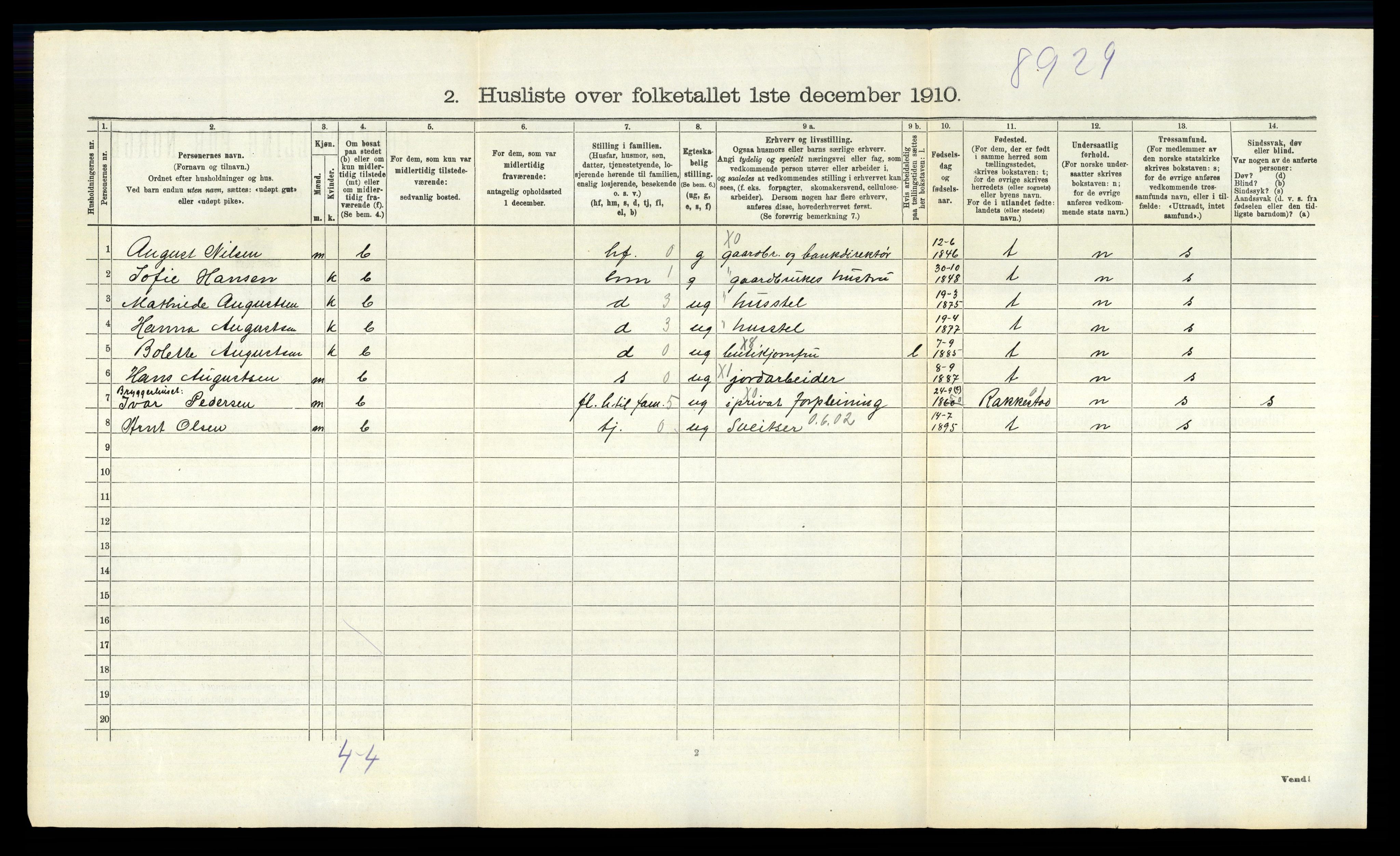 RA, 1910 census for Skjeberg, 1910, p. 1035