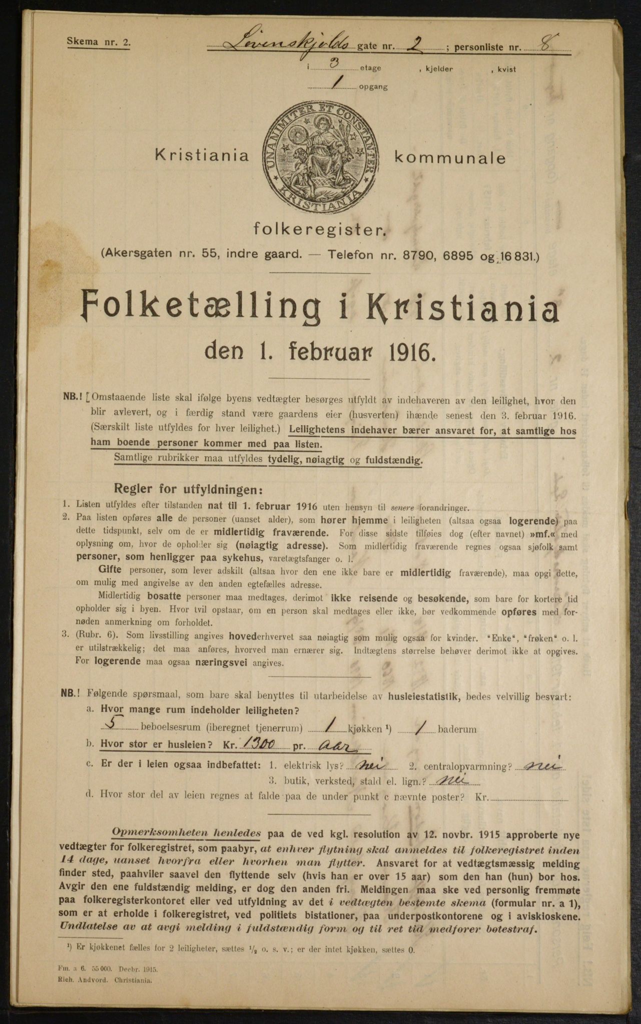 OBA, Municipal Census 1916 for Kristiania, 1916, p. 60118