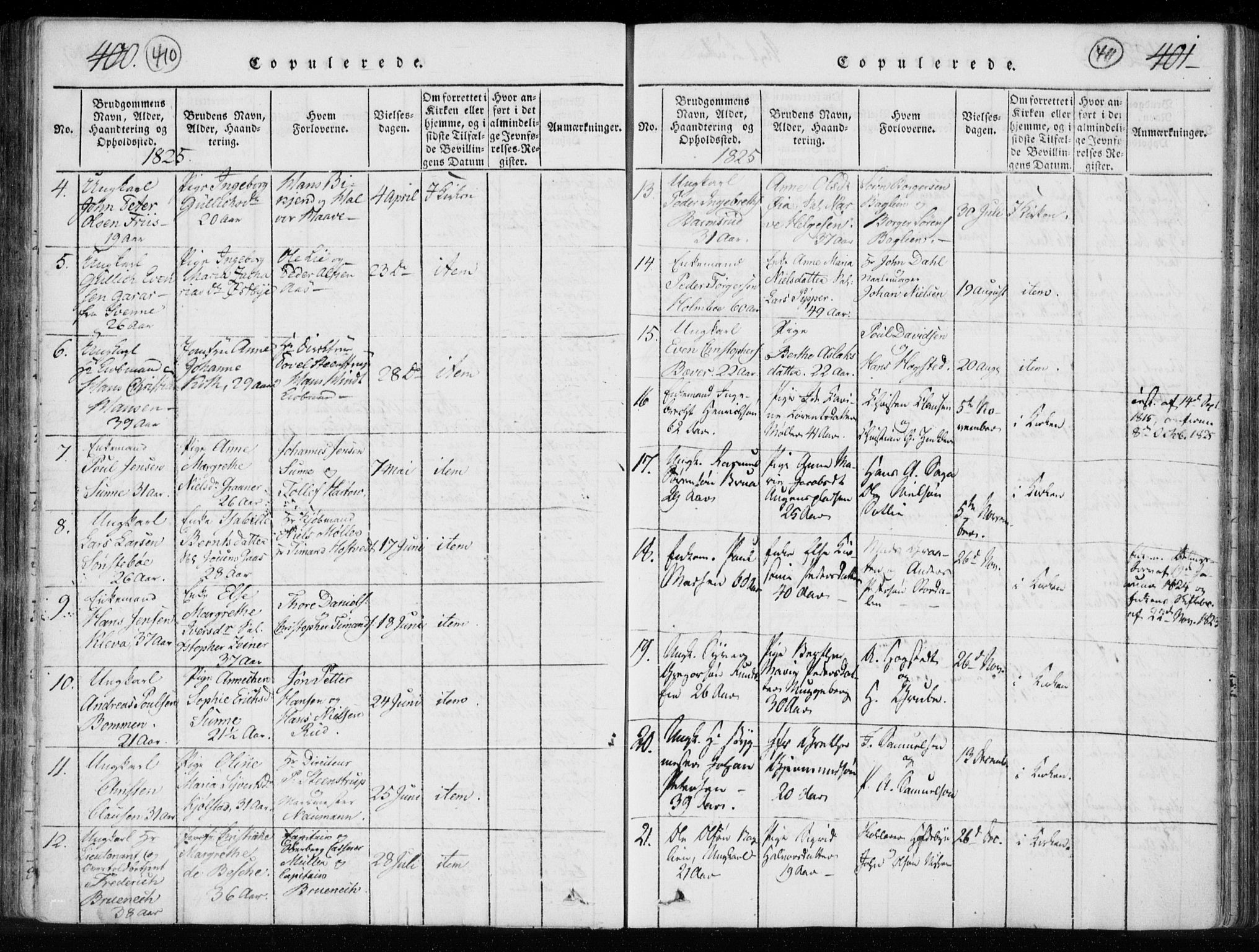 Kongsberg kirkebøker, AV/SAKO-A-22/F/Fa/L0008: Parish register (official) no. I 8, 1816-1839, p. 410-411