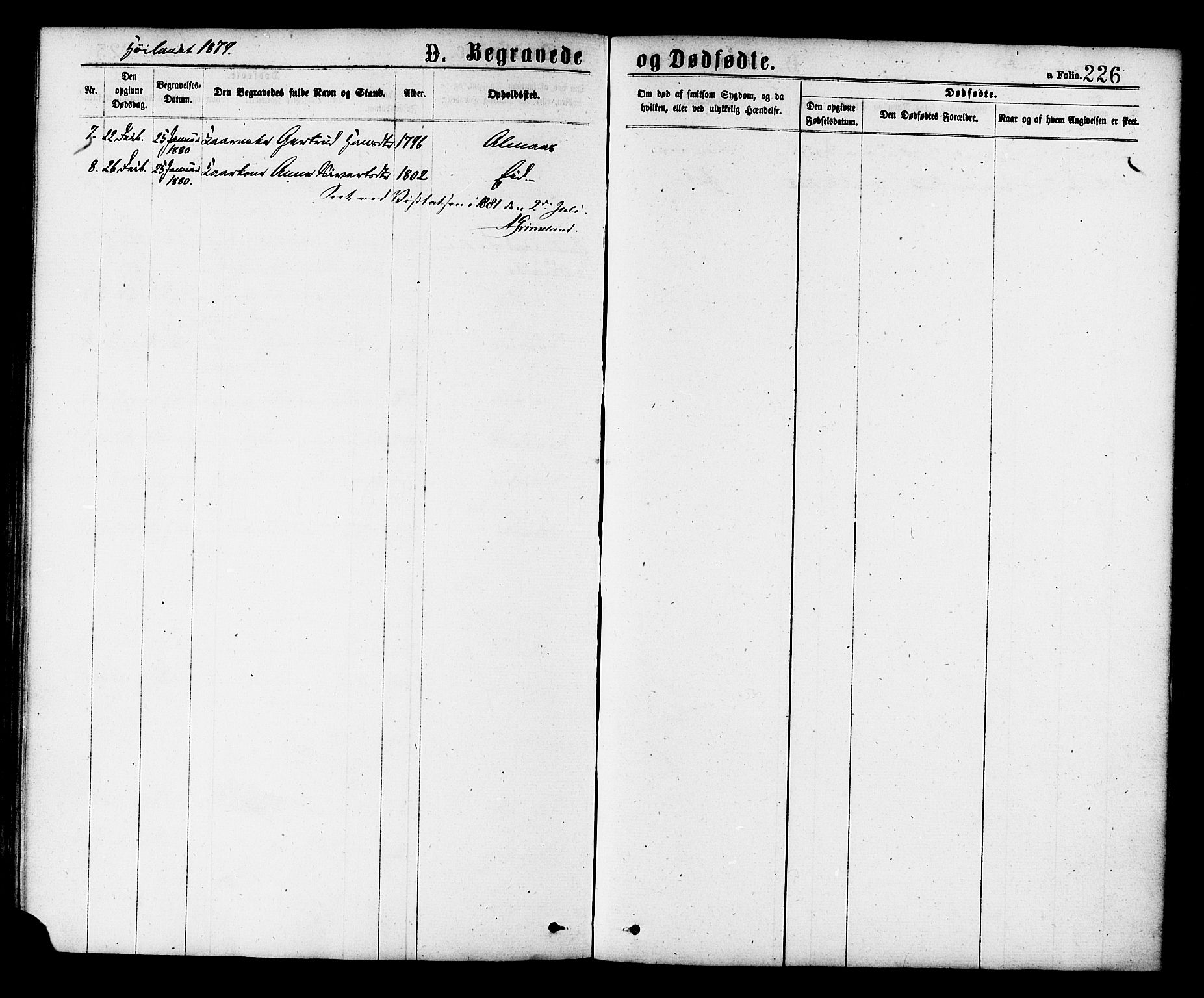 Ministerialprotokoller, klokkerbøker og fødselsregistre - Nord-Trøndelag, SAT/A-1458/758/L0516: Parish register (official) no. 758A03 /2, 1869-1879, p. 226