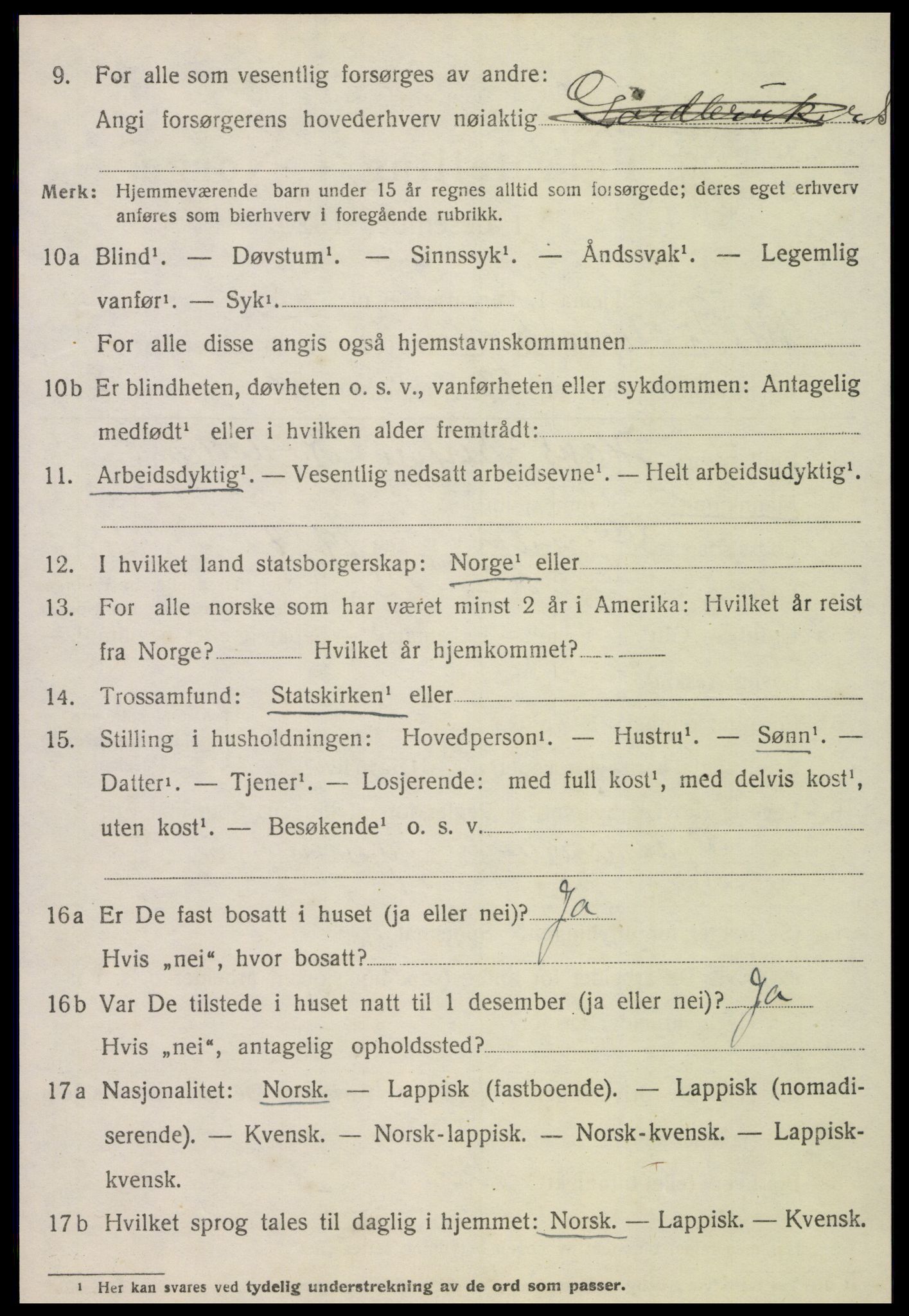 SAT, 1920 census for Leksvik, 1920, p. 4195