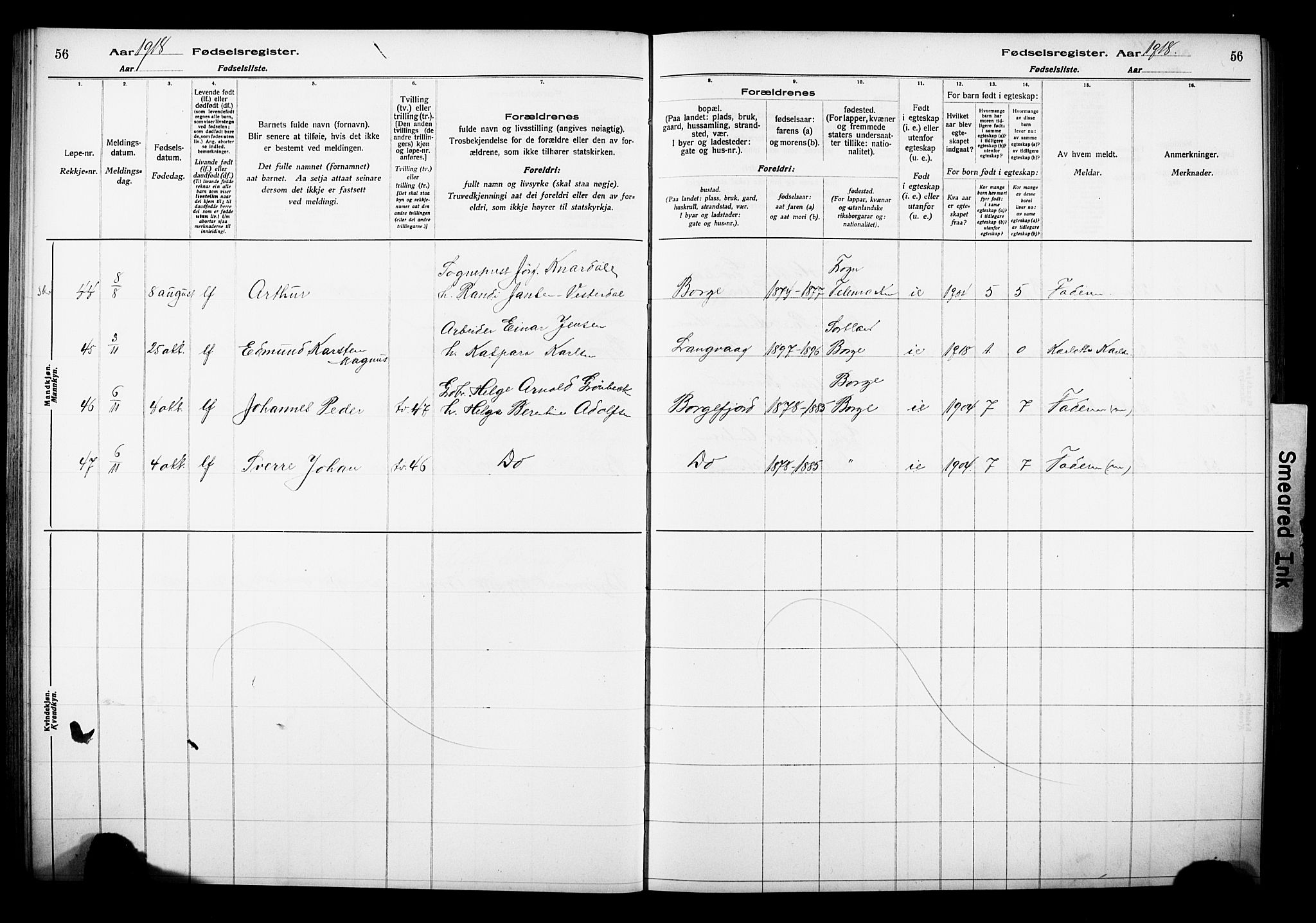 Ministerialprotokoller, klokkerbøker og fødselsregistre - Nordland, SAT/A-1459/880/L1145: Birth register no. 880.II.4.1, 1916-1929, p. 56