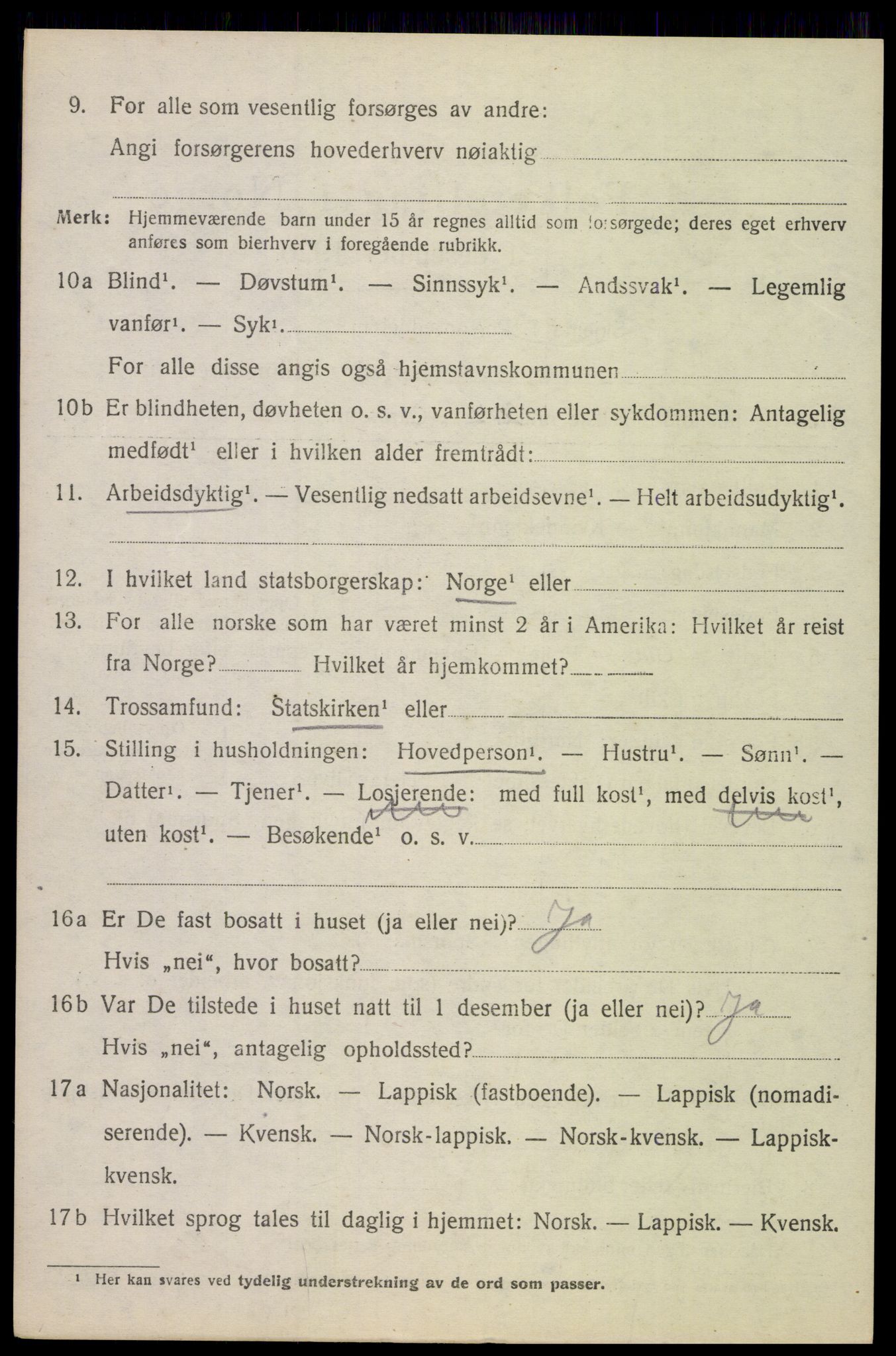 SAT, 1920 census for Evenes, 1920, p. 9173