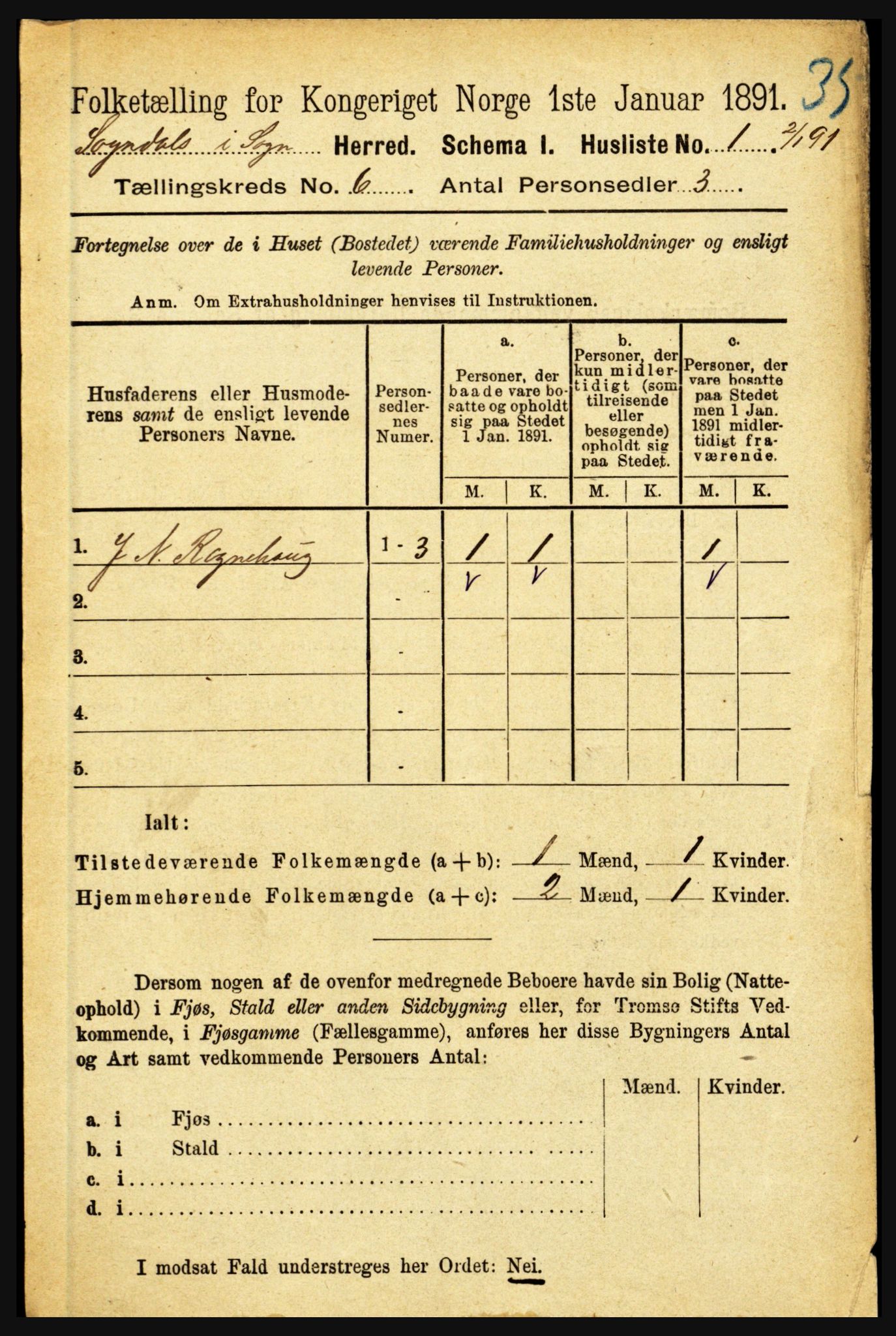 RA, 1891 census for 1420 Sogndal, 1891, p. 2547