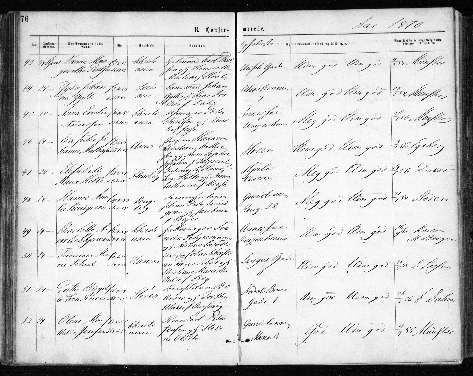 Gamle Aker prestekontor Kirkebøker, AV/SAO-A-10617a/F/L0003: Parish register (official) no. 3, 1865-1873, p. 76