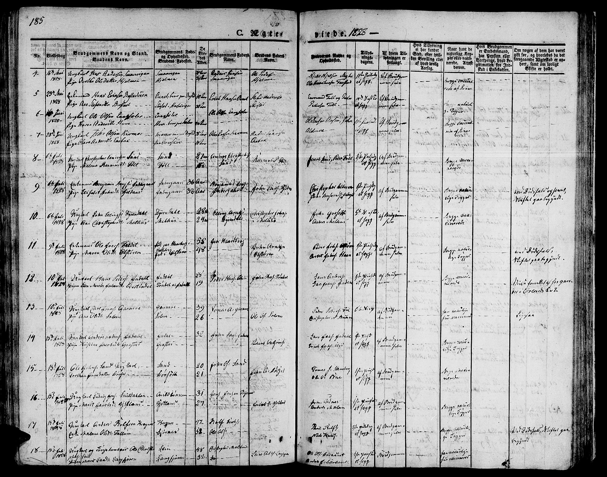 Ministerialprotokoller, klokkerbøker og fødselsregistre - Sør-Trøndelag, SAT/A-1456/646/L0609: Parish register (official) no. 646A07, 1826-1838, p. 185