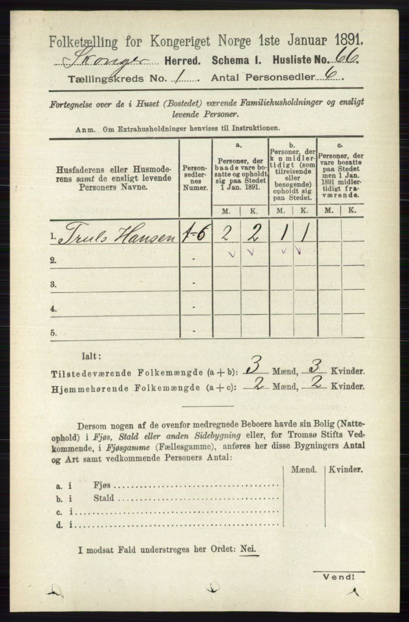 RA, 1891 census for 0712 Skoger, 1891, p. 88