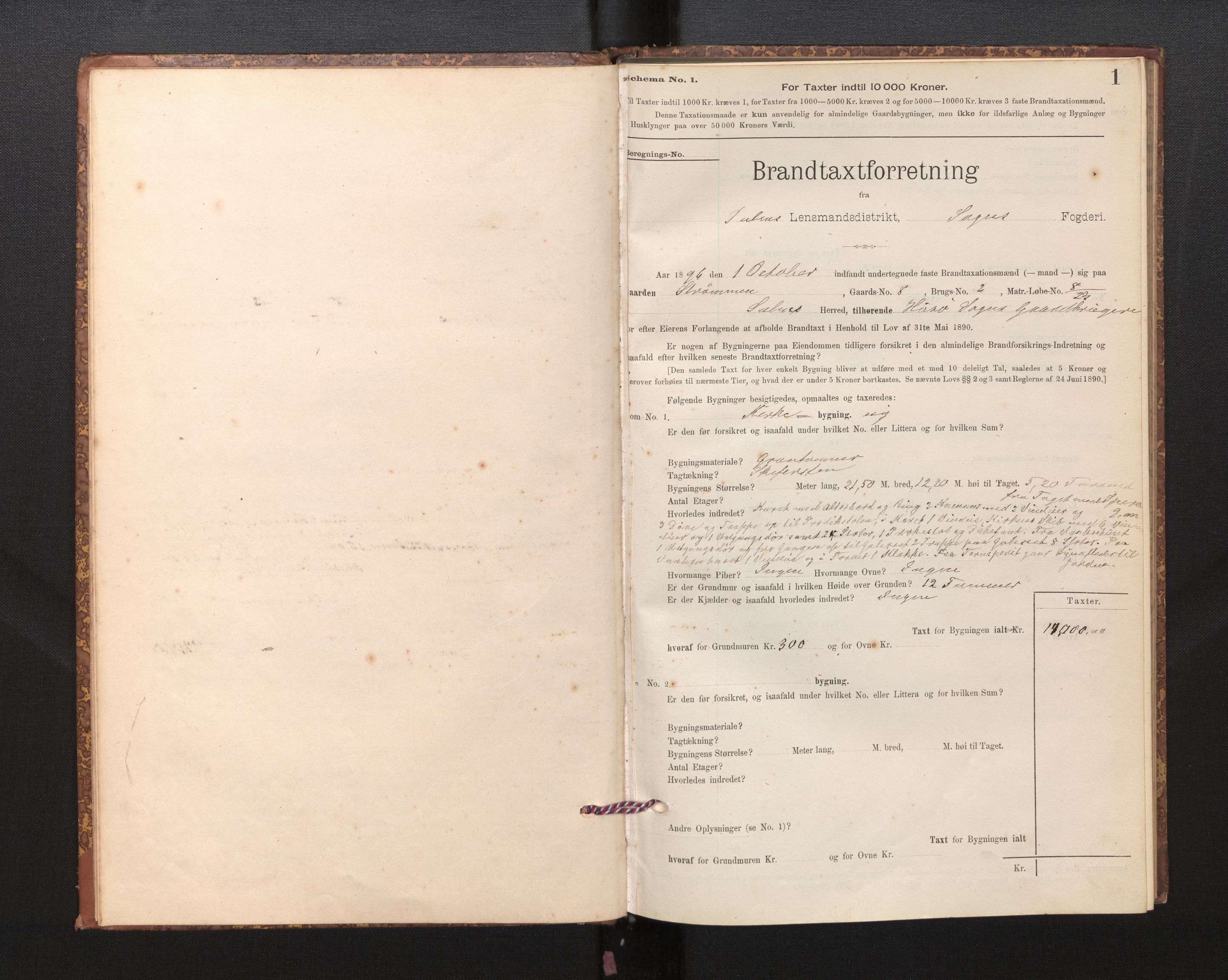 Lensmannen i Solund, SAB/A-30001/0012/L0002: Branntakstprotokoll, skjematakst, 1896-1939, p. 1
