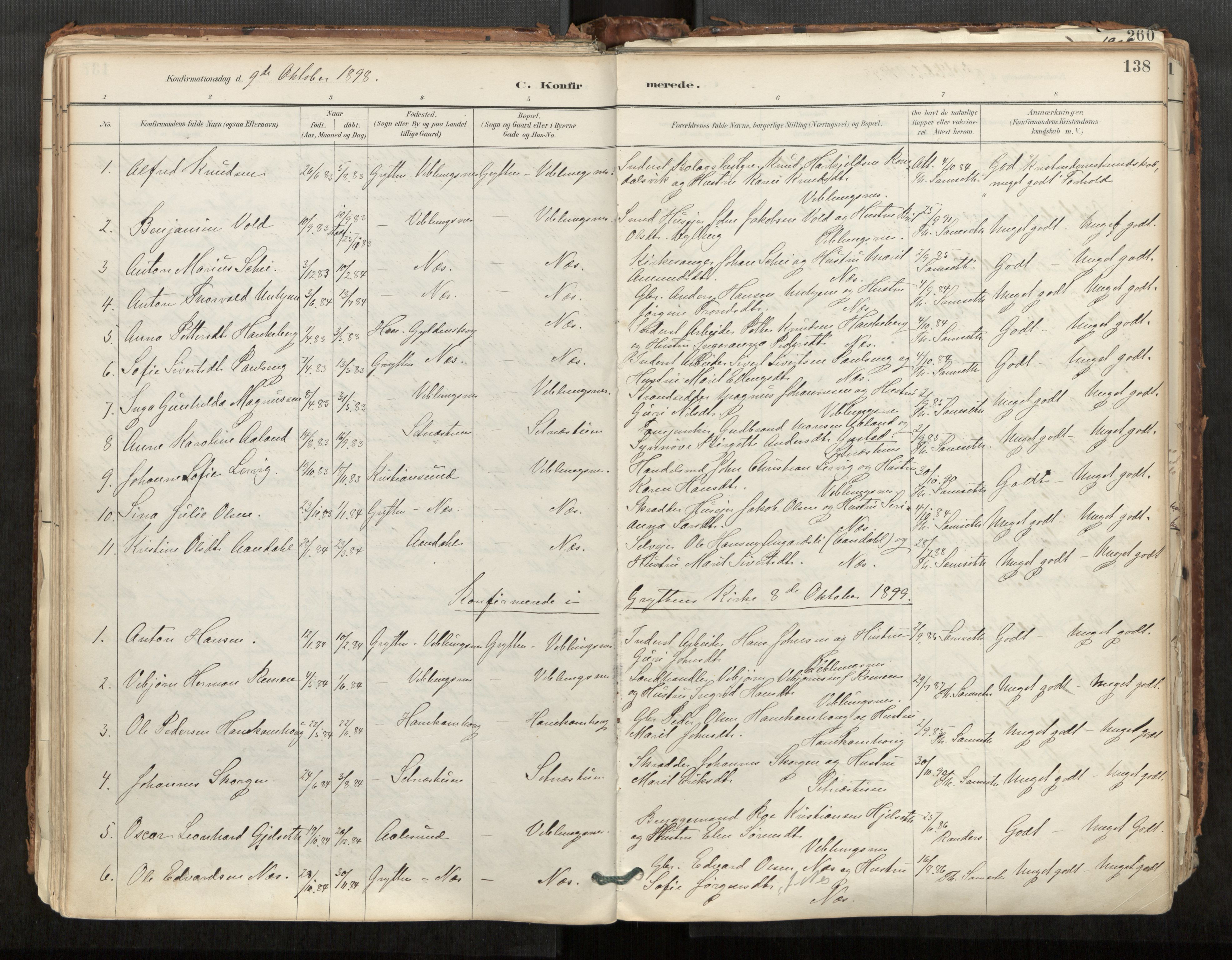 Ministerialprotokoller, klokkerbøker og fødselsregistre - Møre og Romsdal, AV/SAT-A-1454/544/L0585: Parish register (official) no. 544A06, 1887-1924, p. 138