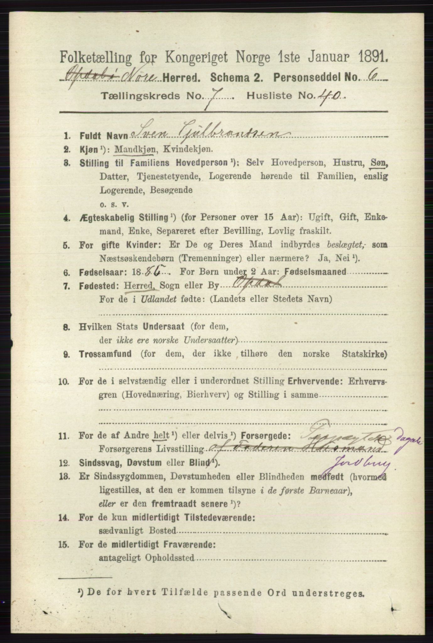 RA, 1891 census for 0633 Nore, 1891, p. 2782