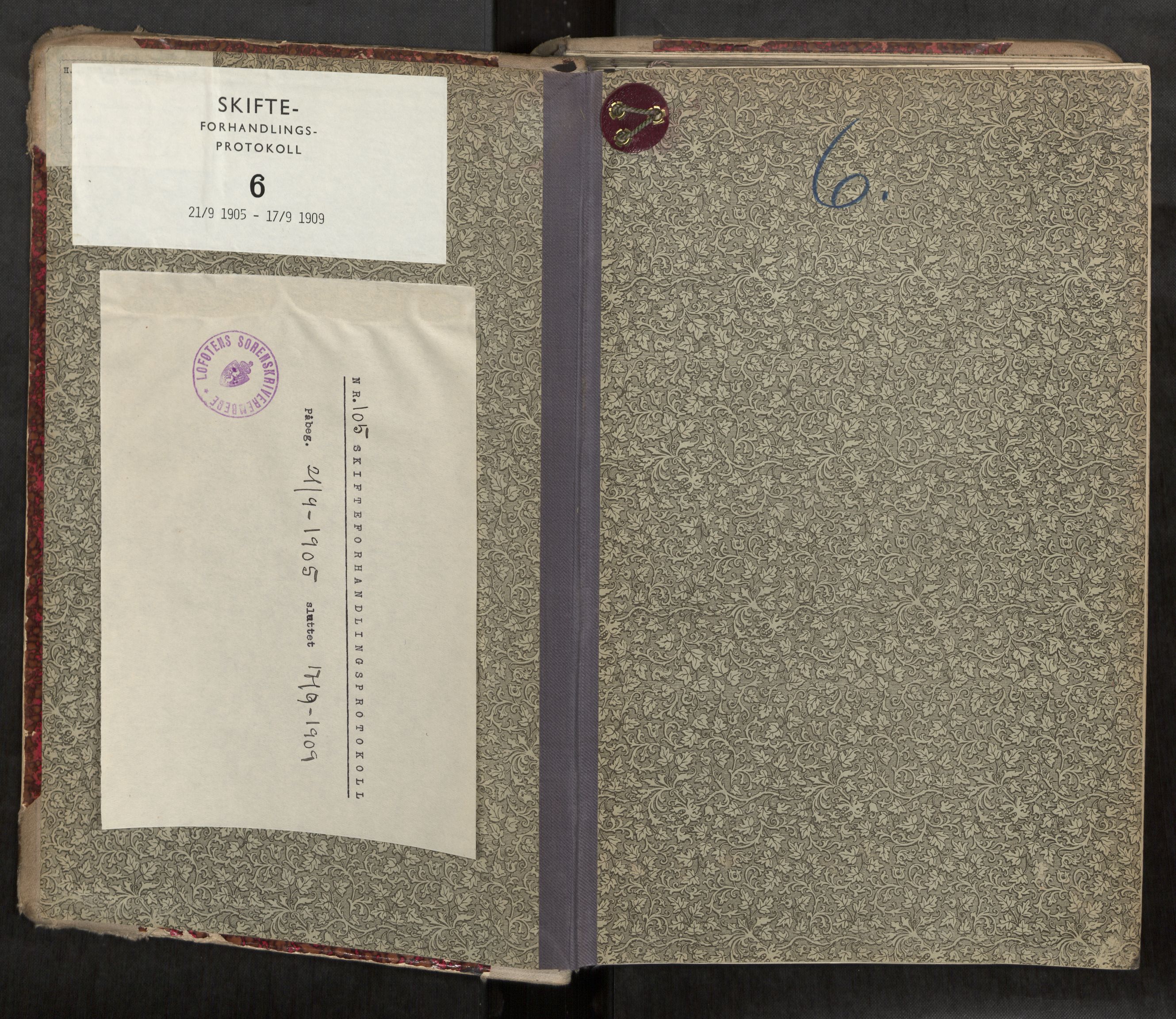 Lofoten sorenskriveri, SAT/A-0017/1/3/3B/L0006: Skifteforhandlings-protokoll, 1905-1909