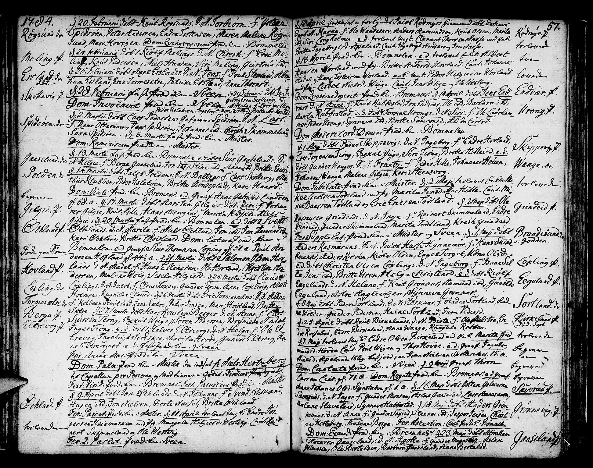 Finnås sokneprestembete, AV/SAB-A-99925/H/Ha/Haa/Haaa/L0003: Parish register (official) no. A 3, 1765-1803, p. 57