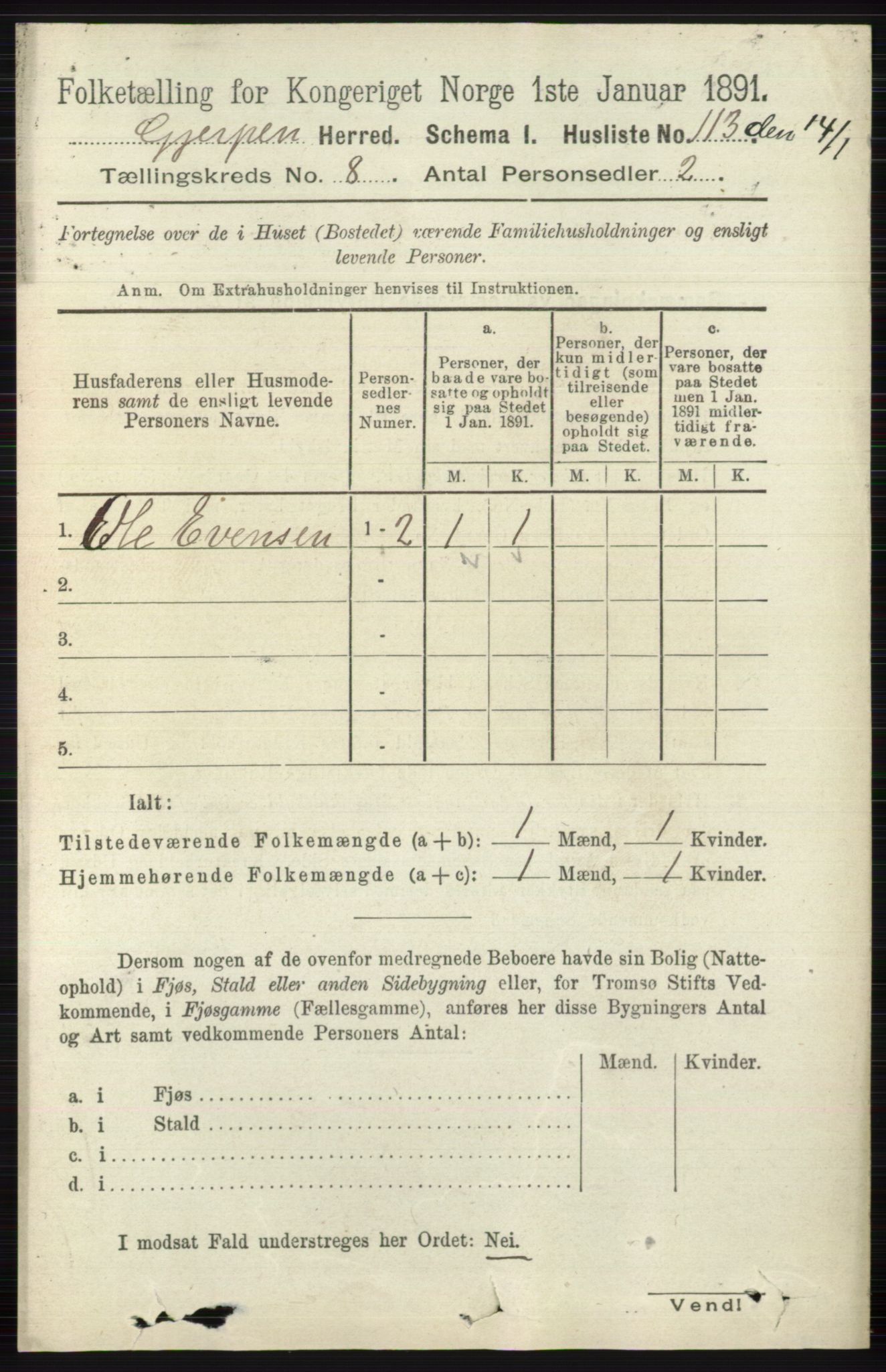 RA, 1891 census for 0812 Gjerpen, 1891, p. 4008