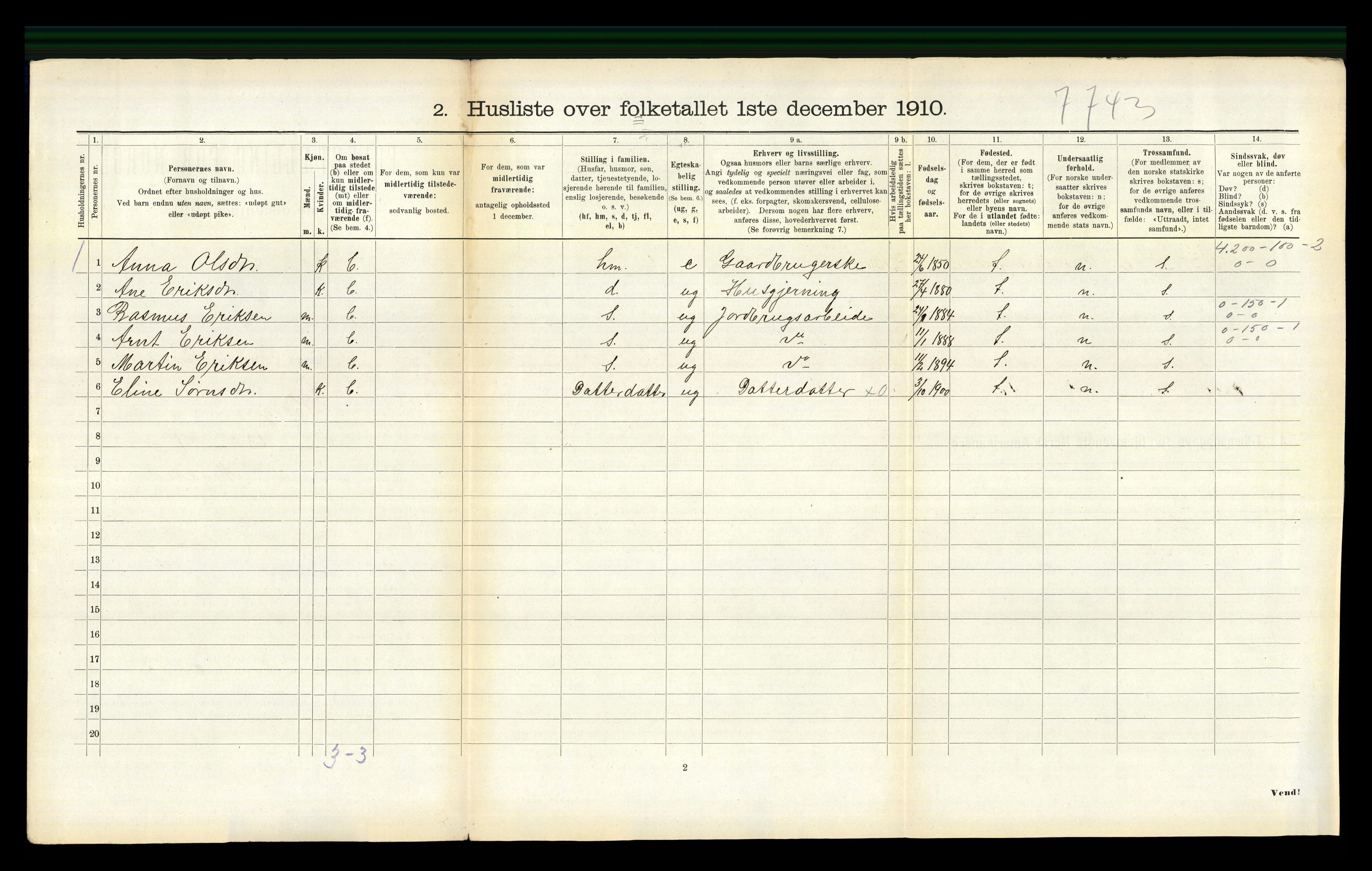 RA, 1910 census for Horg, 1910, p. 649