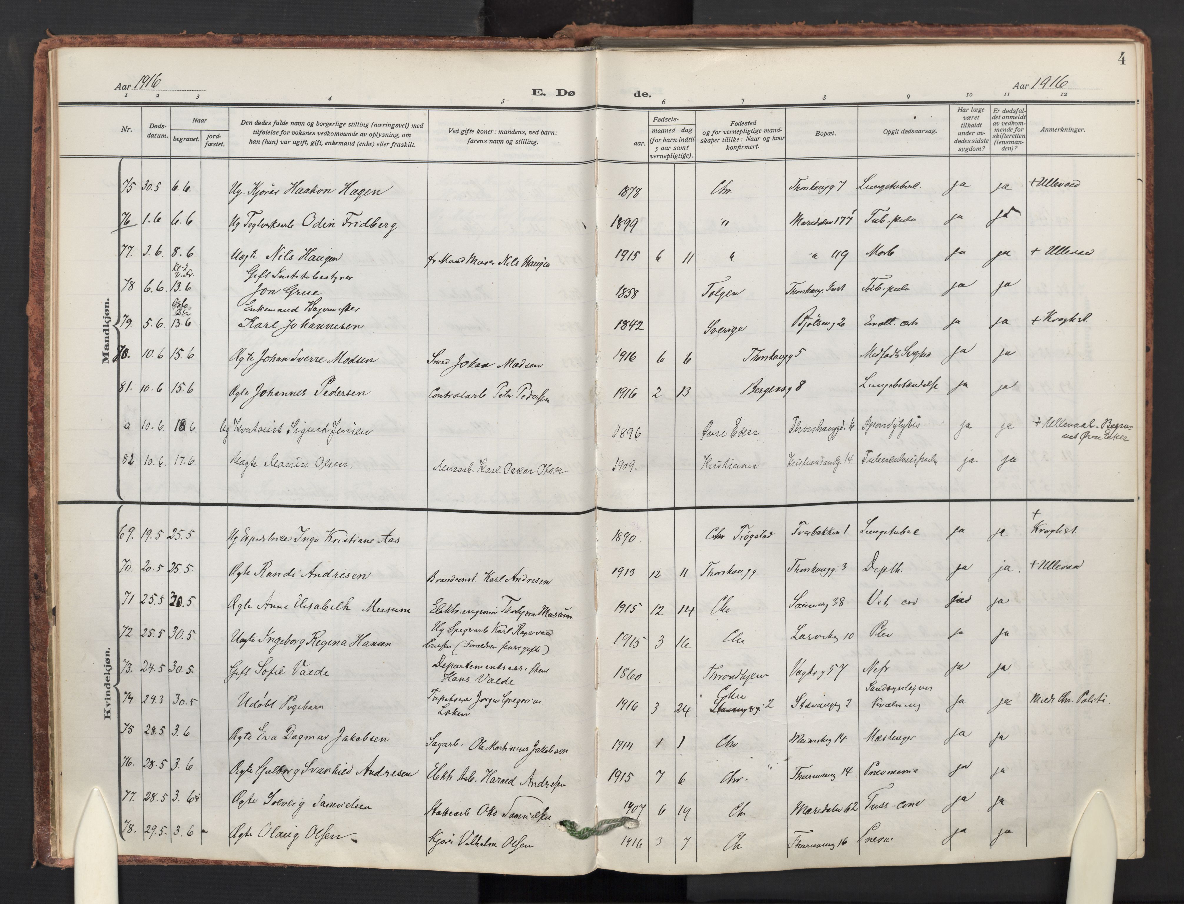 Sagene prestekontor Kirkebøker, AV/SAO-A-10796/F/L0012: Parish register (official) no. 12, 1916-1938, p. 4