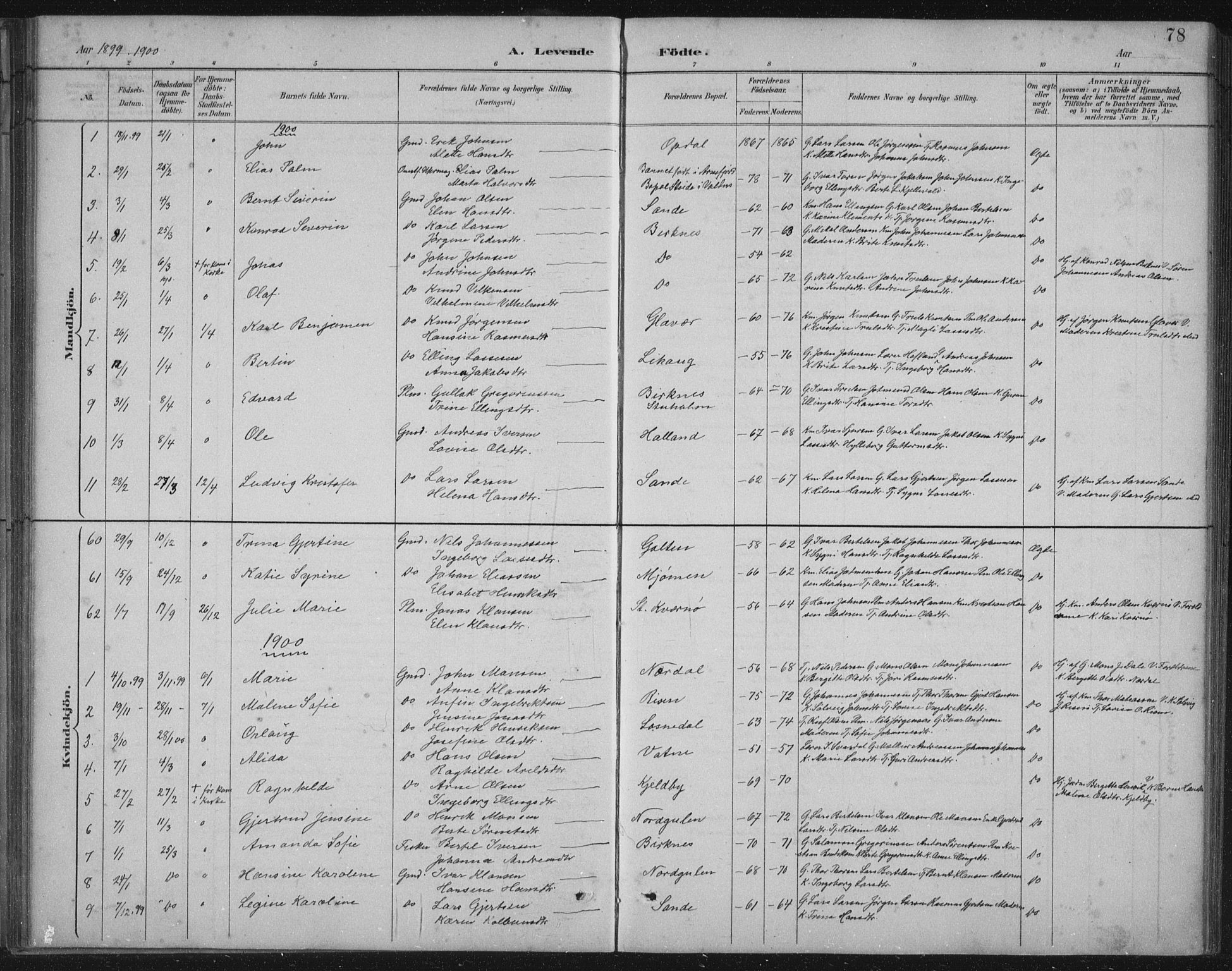 Gulen sokneprestembete, AV/SAB-A-80201/H/Hab/Habb/L0003: Parish register (copy) no. B 3, 1884-1907, p. 78